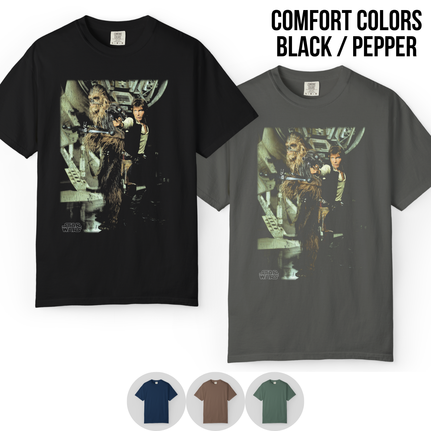 Star Wars Han Solo and Chewbacca Shirt – Millennium Falcon Graphic Tee, Star Wars Fan Gift, Original Trilogy Shirt