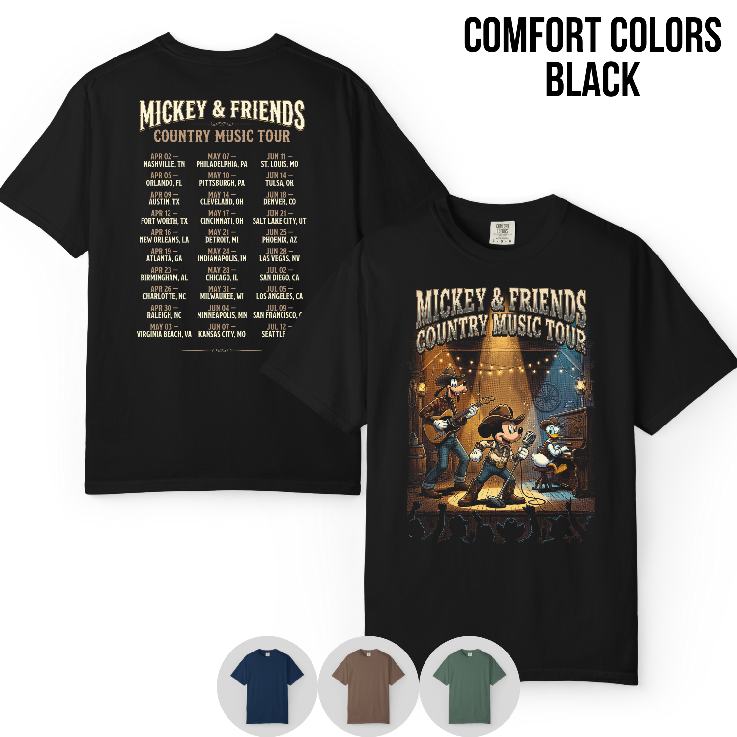 Mickey & Friends Country Music Tour Shirt – Mickey, Donald, Goofy Western Concert Tee