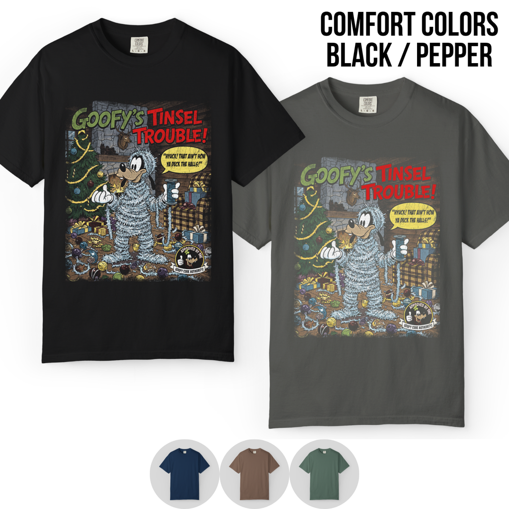 Goofy Christmas Shirt – Goofy's Tinsel Trouble Vintage Comic Graphic Shirt, Disney Goofy Holiday Fan Gift, Disney Christmas Comic Shirt, Disney Holiday Merch