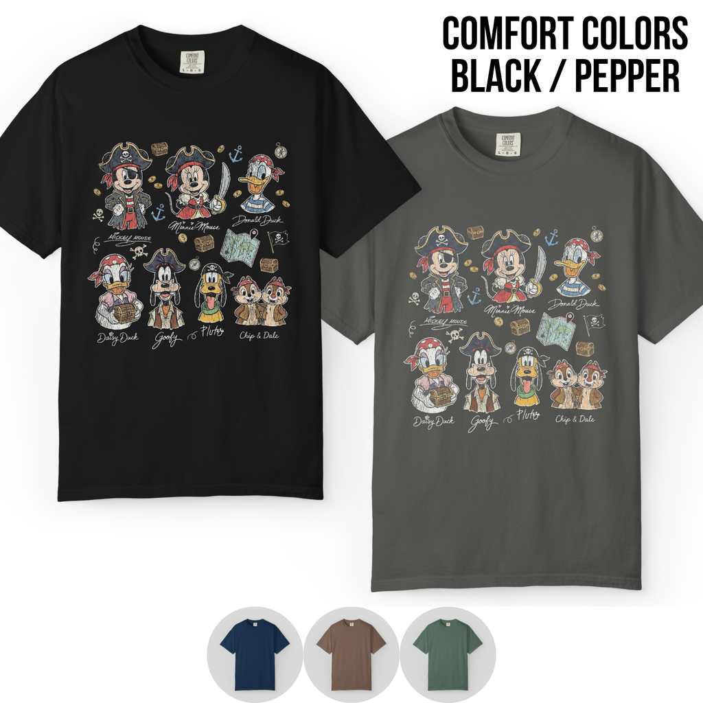 Disney Pirate Shirt – Mickey Mouse Minnie Goofy Donald Daisy Pluto Chip Dale Pirate Crew Tee, Disney Characters Pirate Shirt, Disney Fan Gift, Disney Vacation Shirt