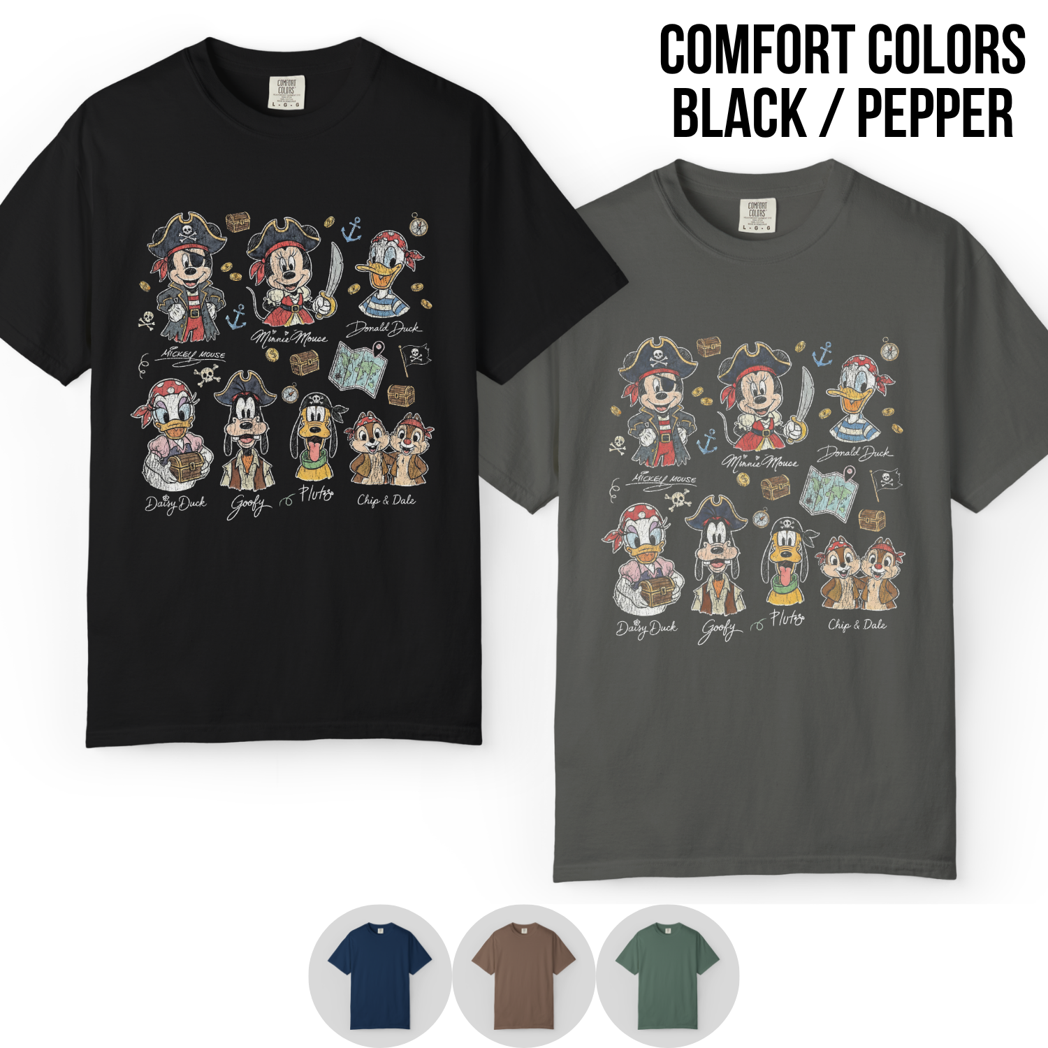 Disney Pirate Shirt – Mickey Mouse Minnie Goofy Donald Daisy Pluto Chip Dale Pirate Crew Tee, Disney Characters Pirate Shirt, Disney Fan Gift, Disney Vacation Shirt