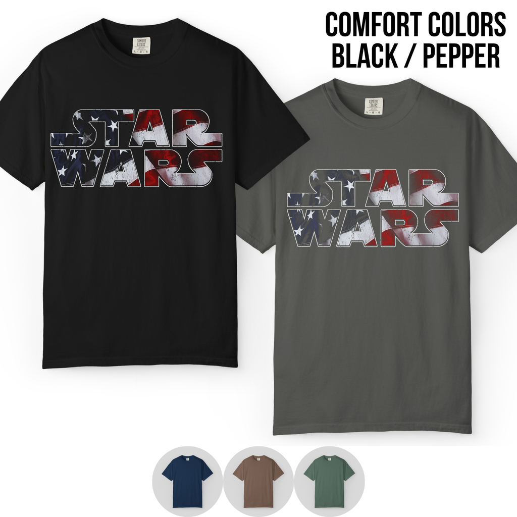Star Wars Shirt – American Flag Logo Graphic Tee, Star Wars Fan Gift, 4th of July Star Wars Shirt, Galaxy's Edge Disney Shirt