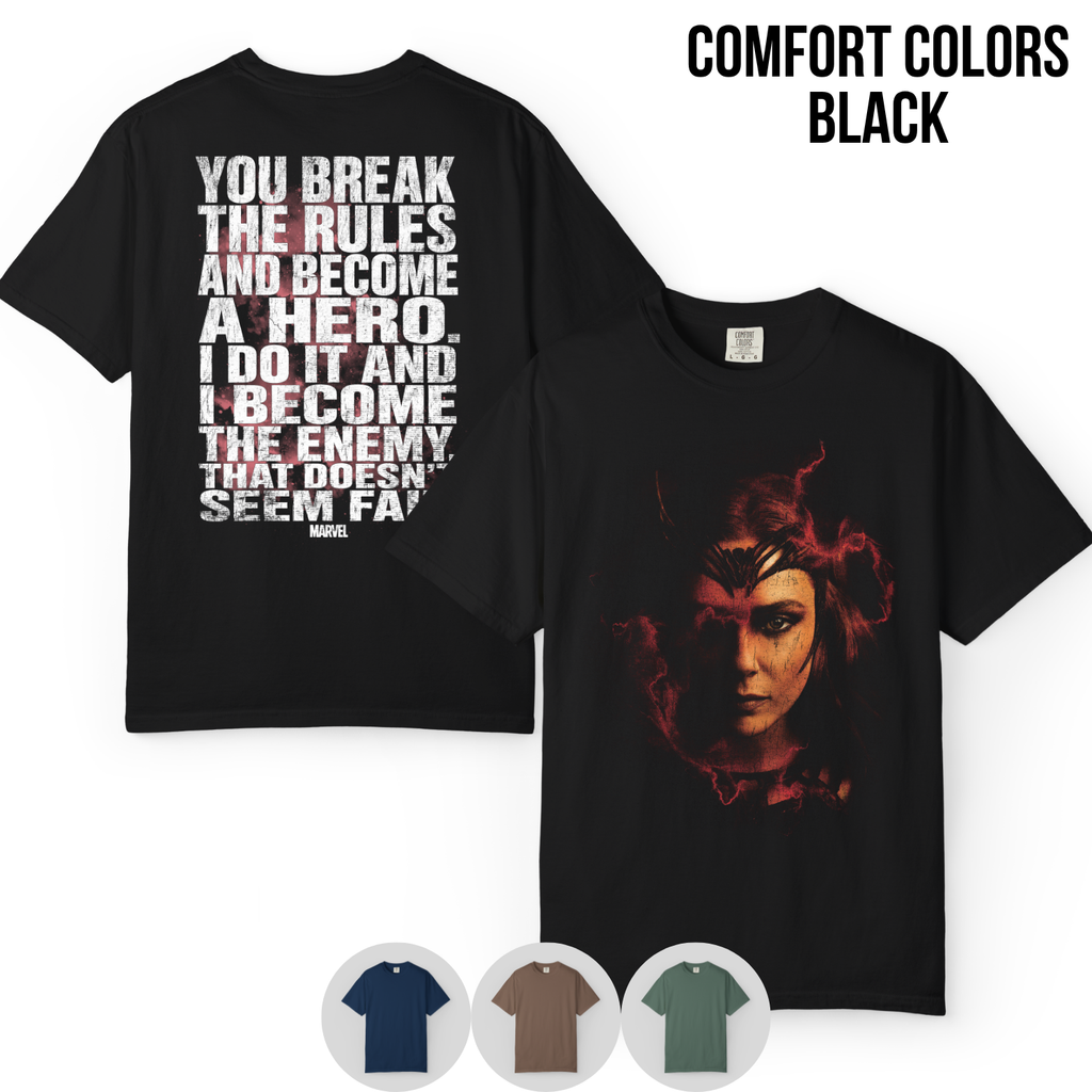 Scarlet Witch Shirt – Wanda Maximoff You Break The Rules And Become A Hero Tee, Scarlet Witch Marvel Fan Gift, Doctor Strange Multiverse Graphic Shirt, Marvel Villain Shirt