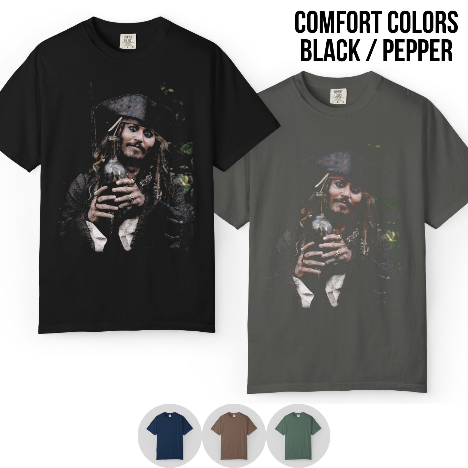Jack Sparrow Shirt – Captain Jack Sparrow Rum Bottle Portrait Tee, Pirates of the Caribbean Fan Gift, Johnny Depp Jack Sparrow Graphic Shirt, Disney Pirates Shirt