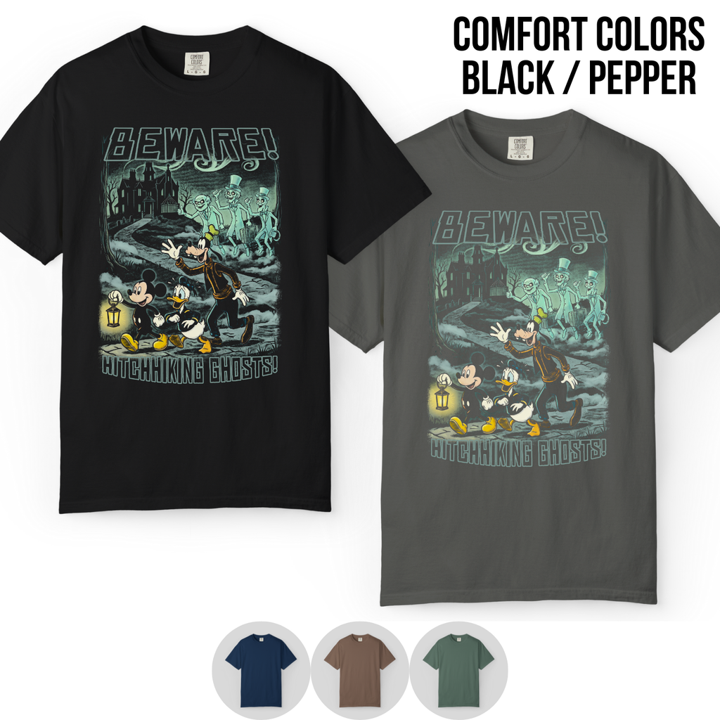 Haunted Mansion Shirt – Mickey, Donald & Goofy Hitchhiking Ghosts Vintage Tee