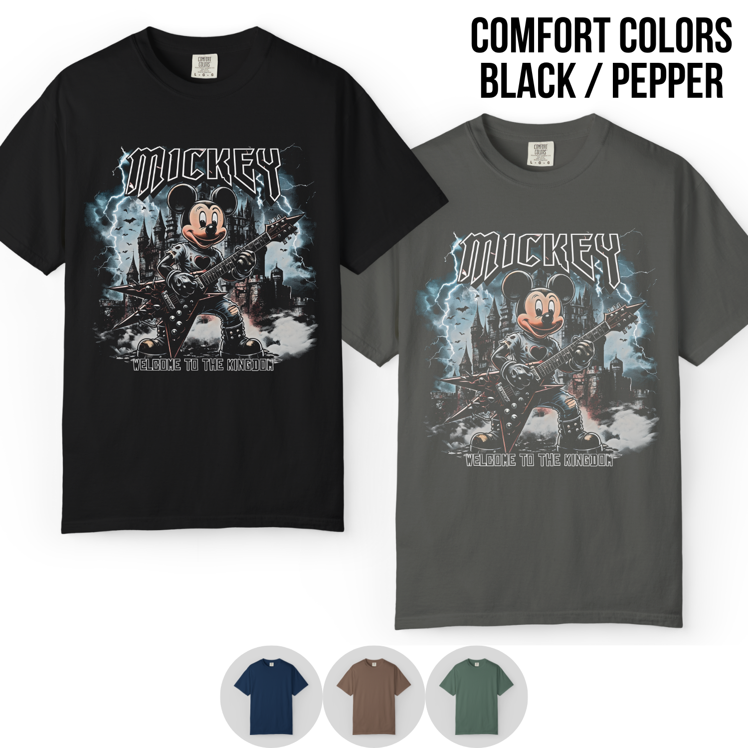 Disney Mickey Mouse Shirt – Welcome To The Kingdom Rock Tee, Mickey Mouse Heavy Metal Graphic Tee