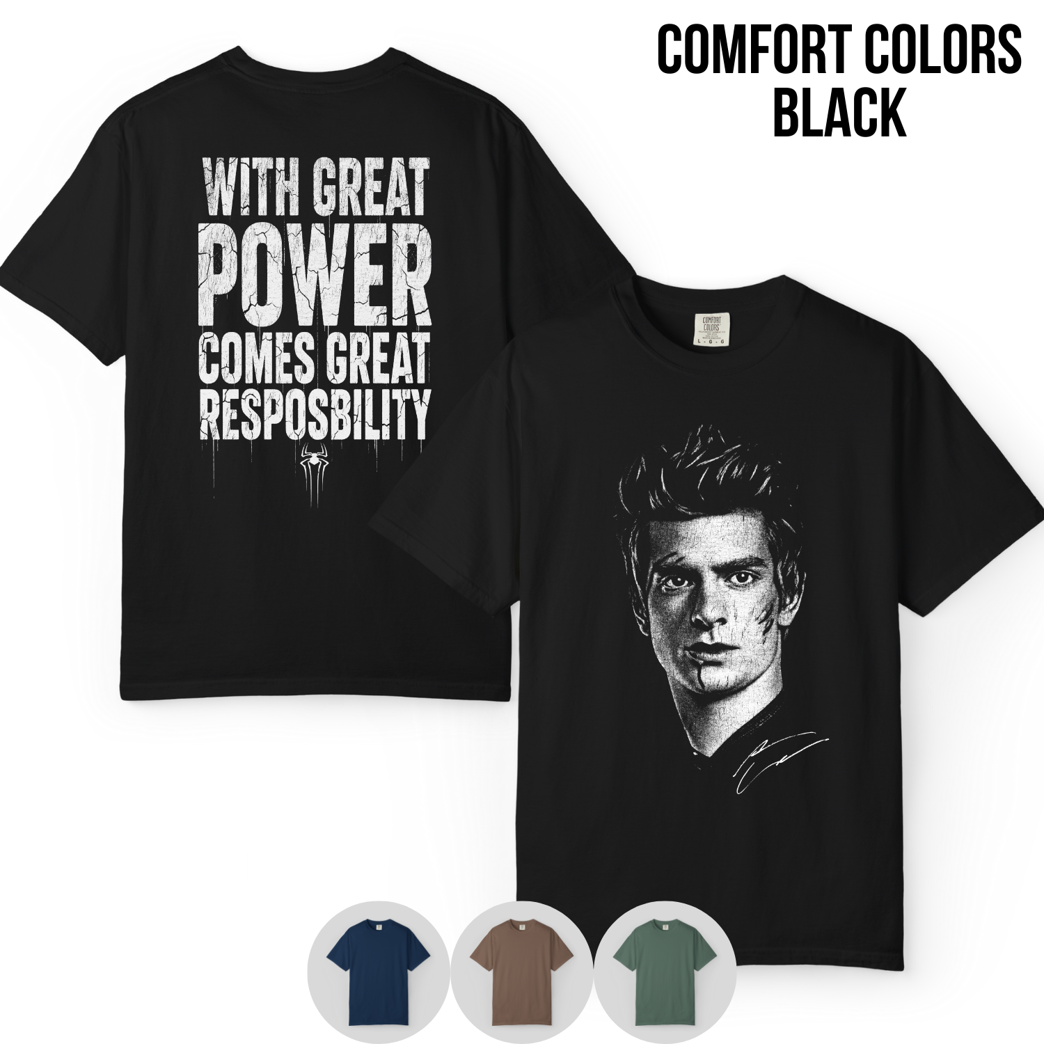 Andrew Garfield Spider-Man Shirt | With Great Power Comes Great Responsibility Tee