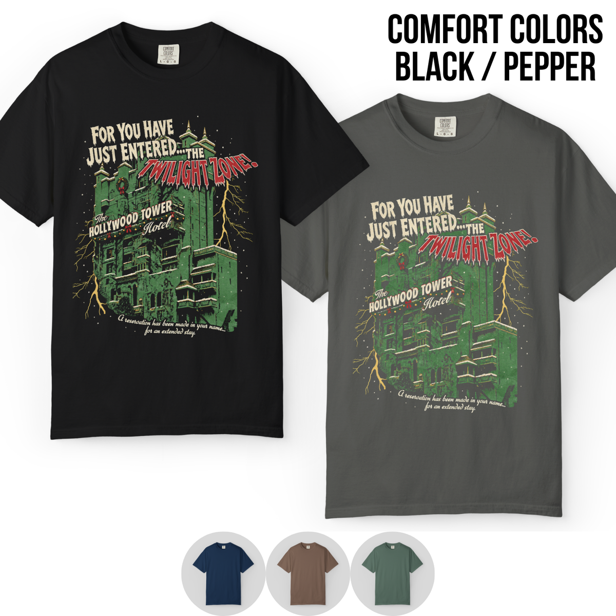 Tower of Terror Christmas Shirt – Hollywood Tower Hotel Twilight Zone Holiday Graphic Shirt, Disney Parks Holiday Fan Gift, Disney Christmas Ride Shirt, Disney Holiday Merch