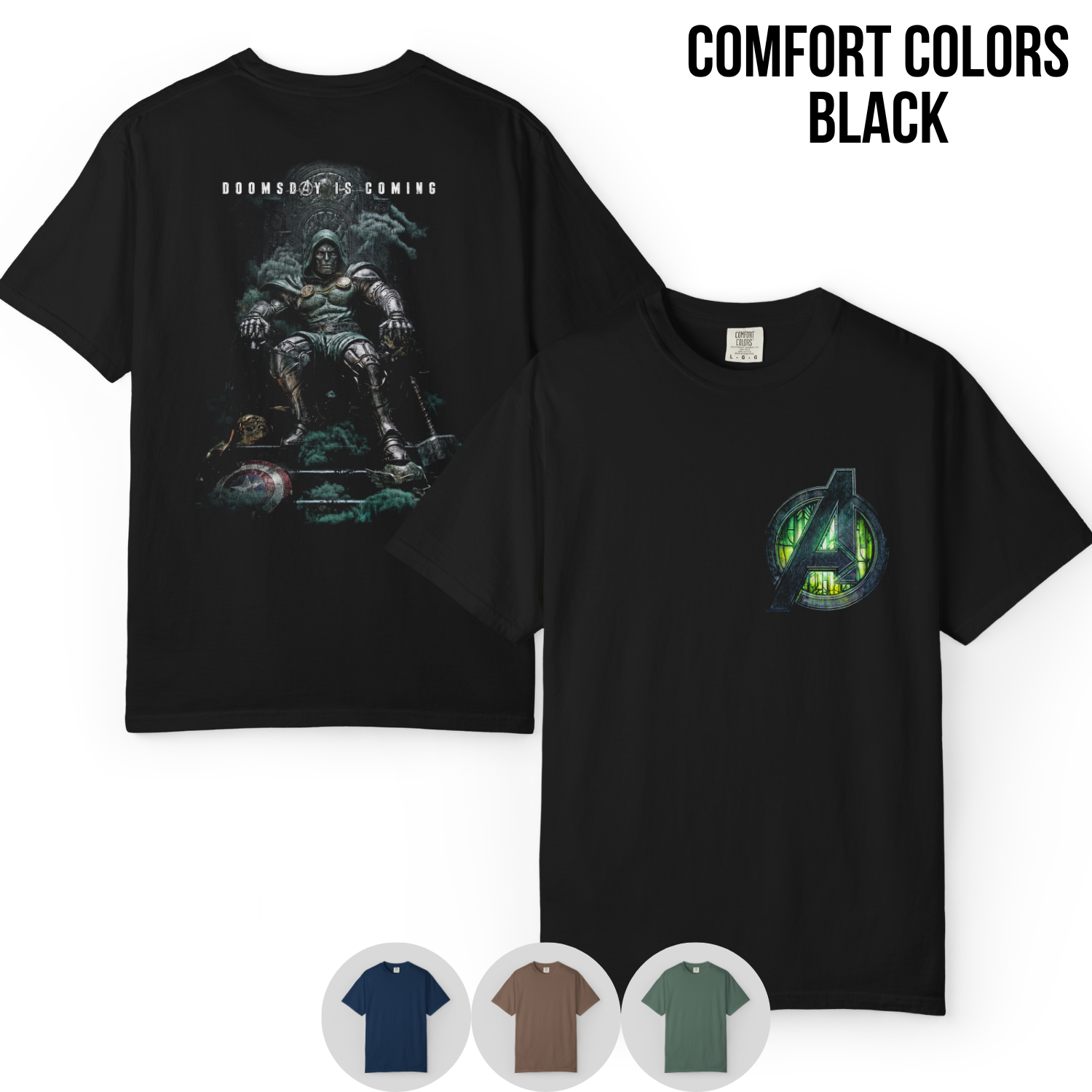 Doctor Doom Shirt – Avengers Doomsday Is Coming Doctor Doom Thron Doppelseitiges T-Shirt, Doctor Doom Marvel Fan-Geschenk, Avengers Doomsday Grafik-Shirt, MCU Bösewicht Shirt