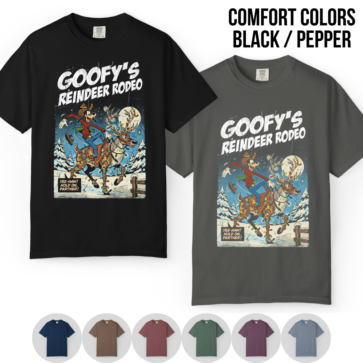 Goofy Reindeer Rodeo Shirt – Vintage Christmas Disney Graphic