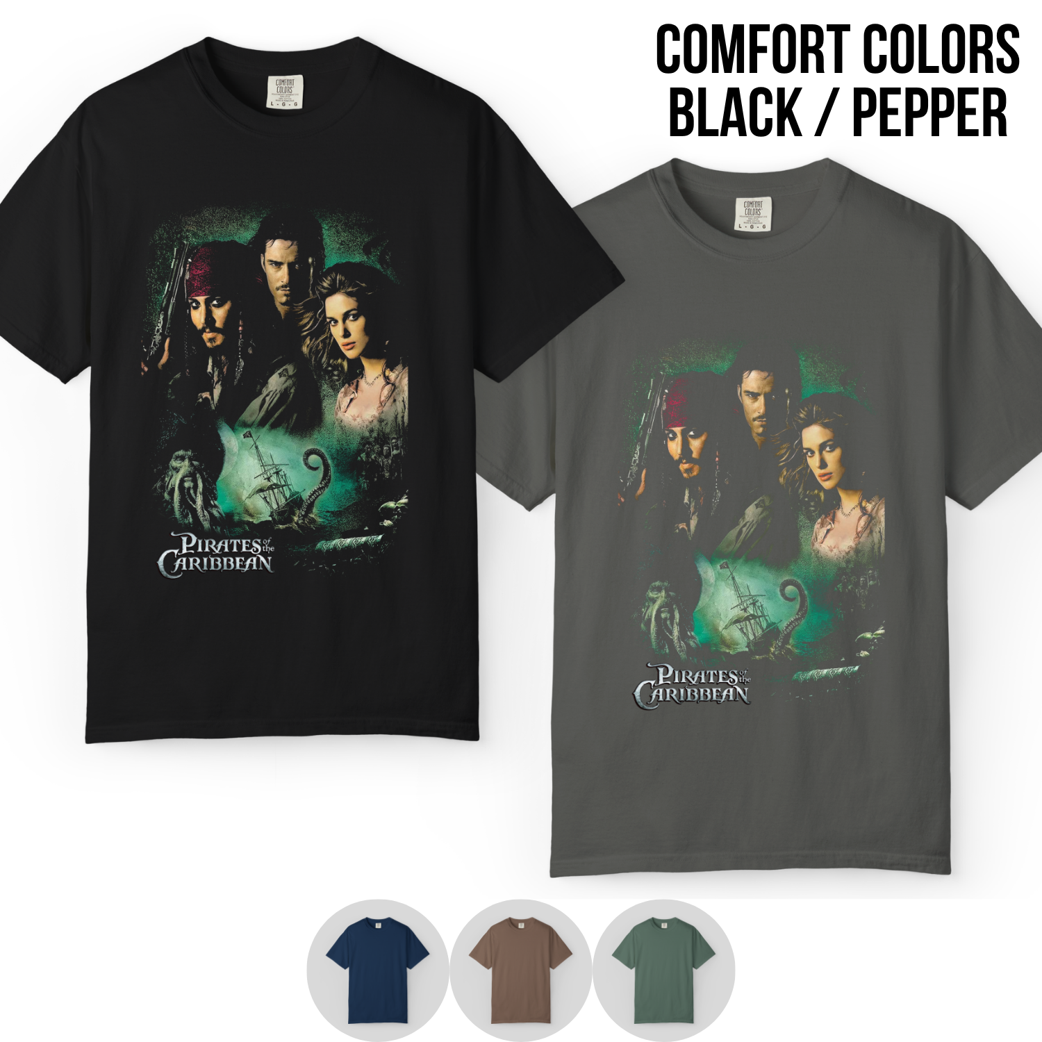 Pirates of the Caribbean Shirt – Jack Sparrow Will Turner Elizabeth Swann Cast Collage Tee, Pirates of the Caribbean Fan Gift, Disney Pirates Graphic Shirt, Dead Man's Chest Shirt