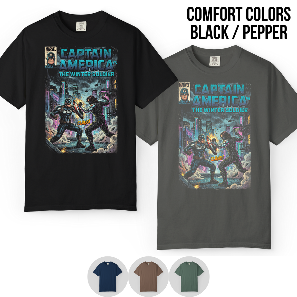 Captain America vs The Winter Soldier Shirt — Vintage Marvel Comic Cover Tee