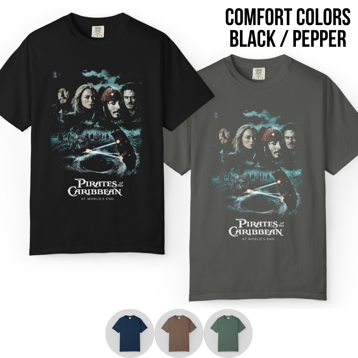 Pirates of the Caribbean At World's End Shirt – Pirates At World's End Cast Poster Tee, Jack Sparrow Will Turner Elizabeth Swann Fan Gift, Disney Pirates Graphic Shirt