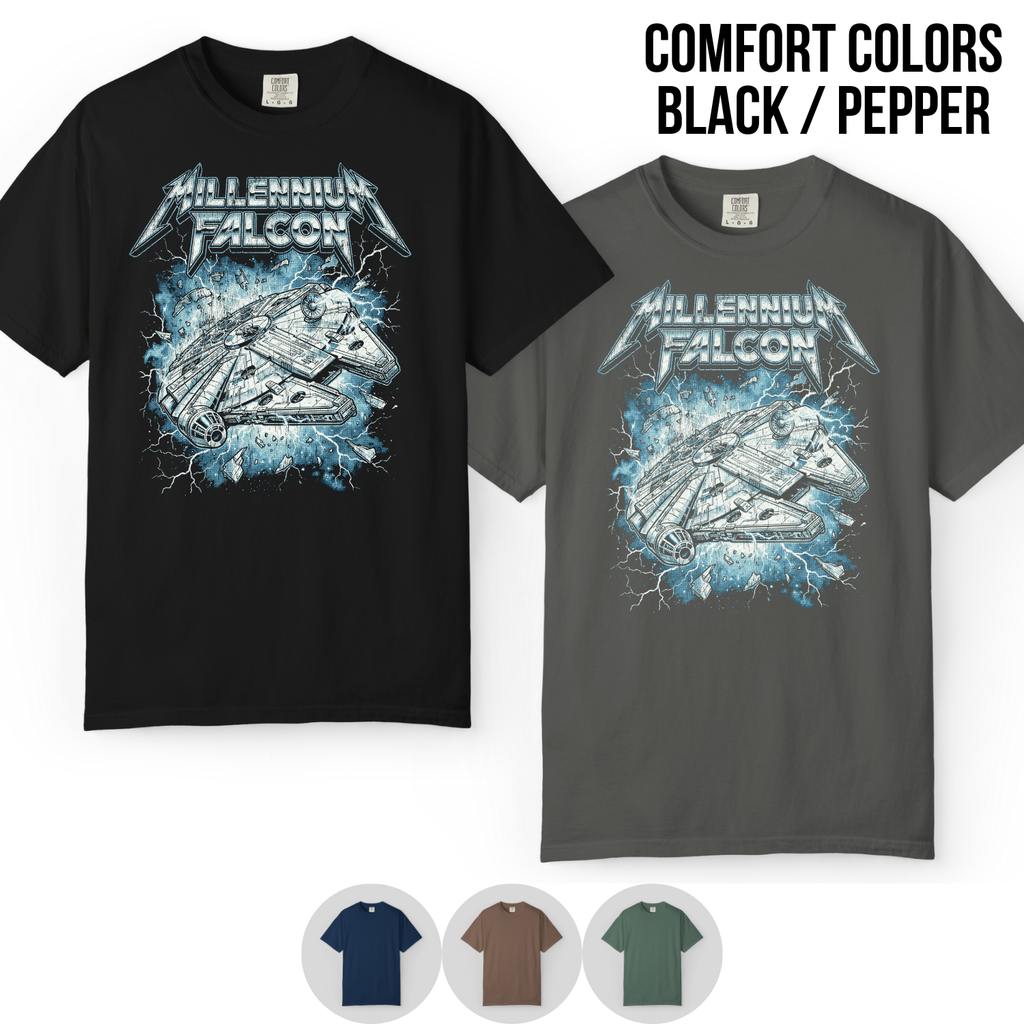 Millennium Falcon Heavy Metal Shirt — Star Wars Vintage Metal Band Tee