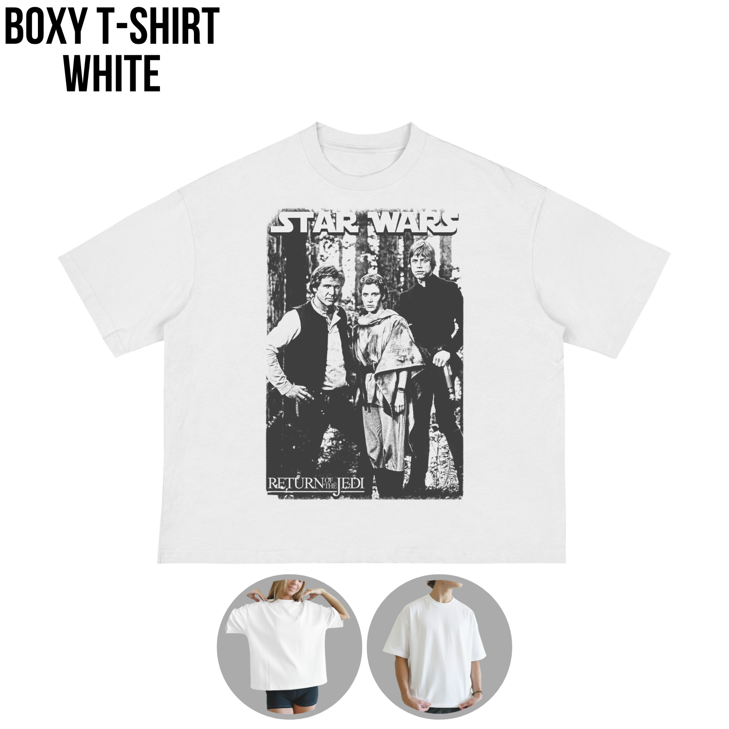 Star Wars Return Of The Jedi Shirt – Han Leia Luke Endor Graphic Tee, Star Wars Fan Gift, Original Trilogy Black and White Tee