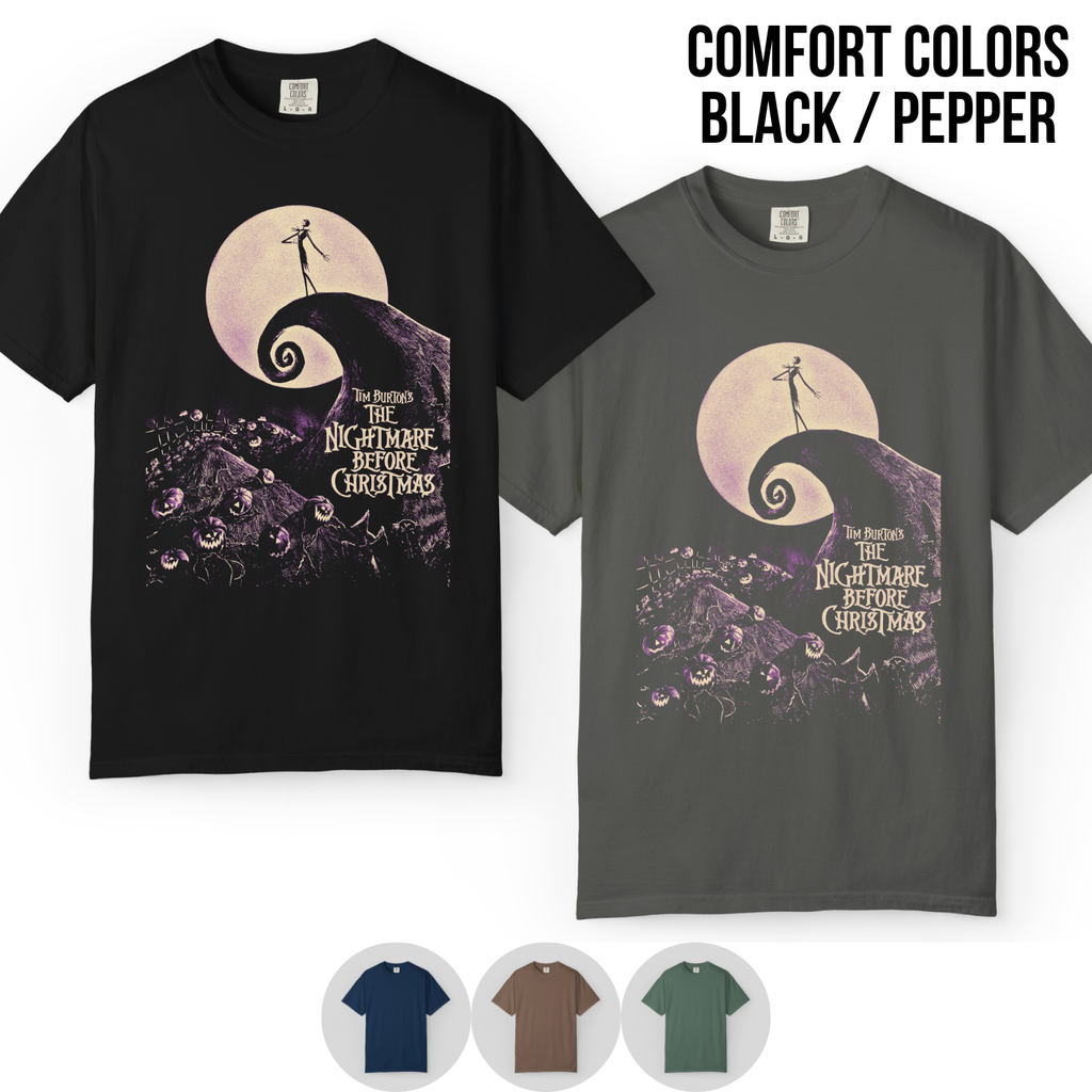 Nightmare Before Christmas Shirt – Tim Burton Nightmare Before Christmas Vintage Graphic Shirt, Jack Skellington Spiral Hill Tee, Disney Fan Gift, Halloween Movie Merch