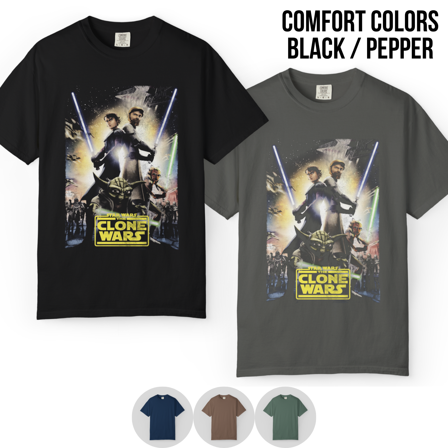 Star Wars The Clone Wars Shirt – Anakin Obi-Wan Ahsoka Yoda Graphic Tee