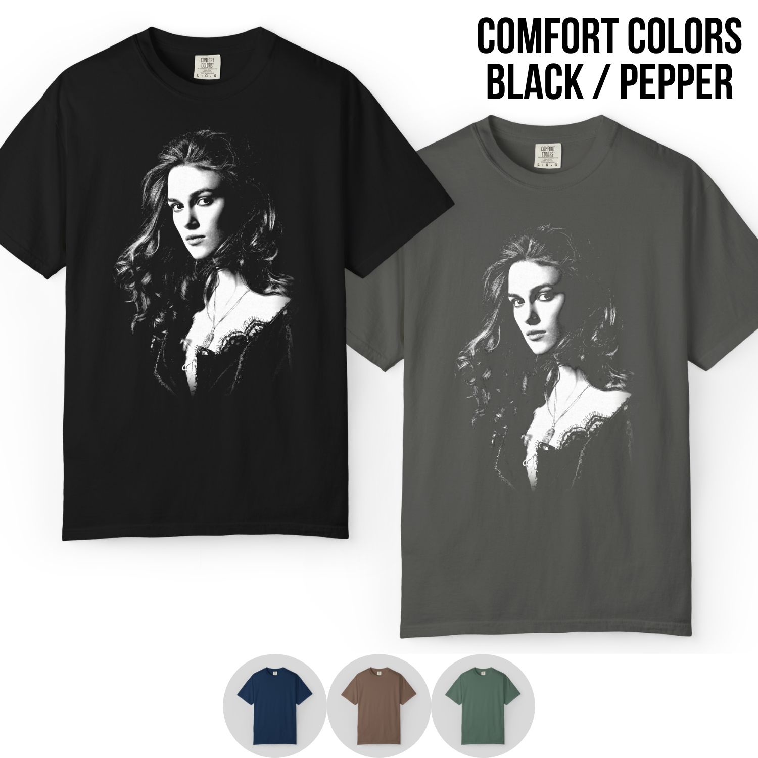 Elizabeth Swann Shirt – Fluch der Karibik Elizabeth Swann Portrait T-Shirt, Keira Knightley Piraten Fan Geschenk, Elizabeth Swann Grafik Shirt, Disney Piraten Shirt