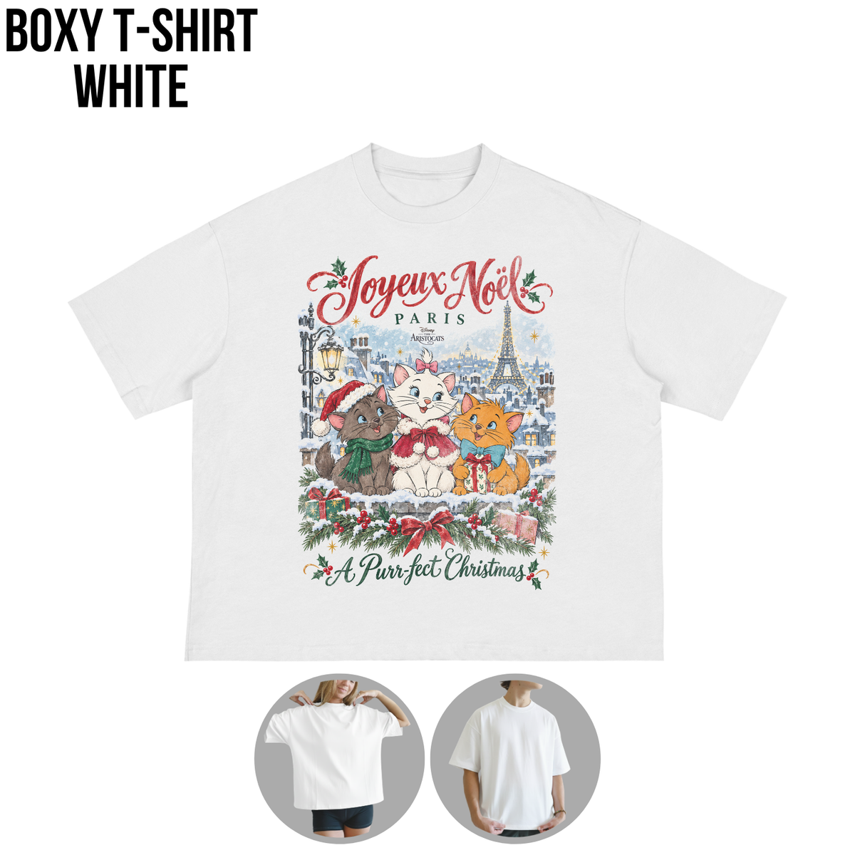 Aristocats Christmas Shirt – Joyeux Noël Paris Marie Berlioz Toulouse Graphic Shirt, Disney Aristocats Holiday Fan Gift, Disney Christmas Cat Shirt, Disney Holiday Merch