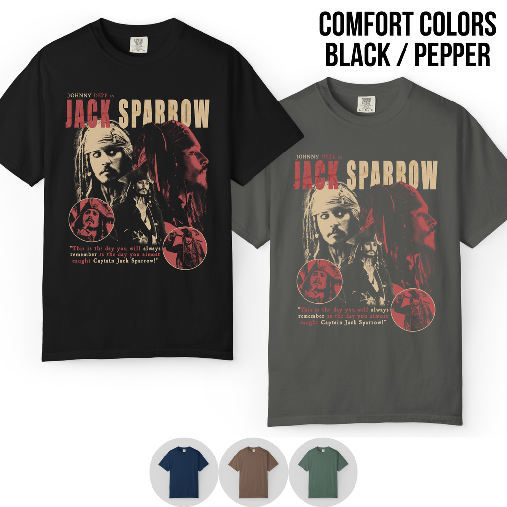 Jack Sparrow Shirt – Johnny Depp as Jack Sparrow Collage Tee, Pirates of the Caribbean Fan Gift, Captain Jack Sparrow Graphic Shirt, Disney Pirates Shirt