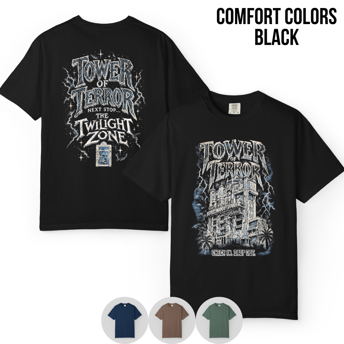 Tower of Terror Shirt – Hollywood Tower Hotel Double Sided Disney Ride Graphic Shirt, Disney Parks Fan Gift, Vintage Tower of Terror Twilight Zone Shirt, Retro Disney Attraction Merch
