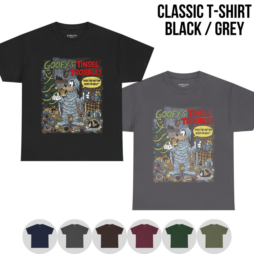 Goofy Christmas Shirt – Goofy's Tinsel Trouble Vintage Comic Graphic Shirt, Disney Goofy Holiday Fan Gift, Disney Christmas Comic Shirt, Disney Holiday Merch