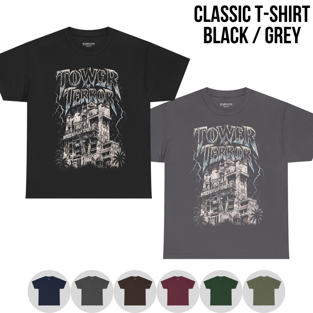 Tower of Terror Shirt – Hollywood Tower Hotel Disney Ride Graphic Shirt, Disney Parks Fan Gift, Vintage Tower of Terror Poster Shirt, Retro Disney Attraction Merch