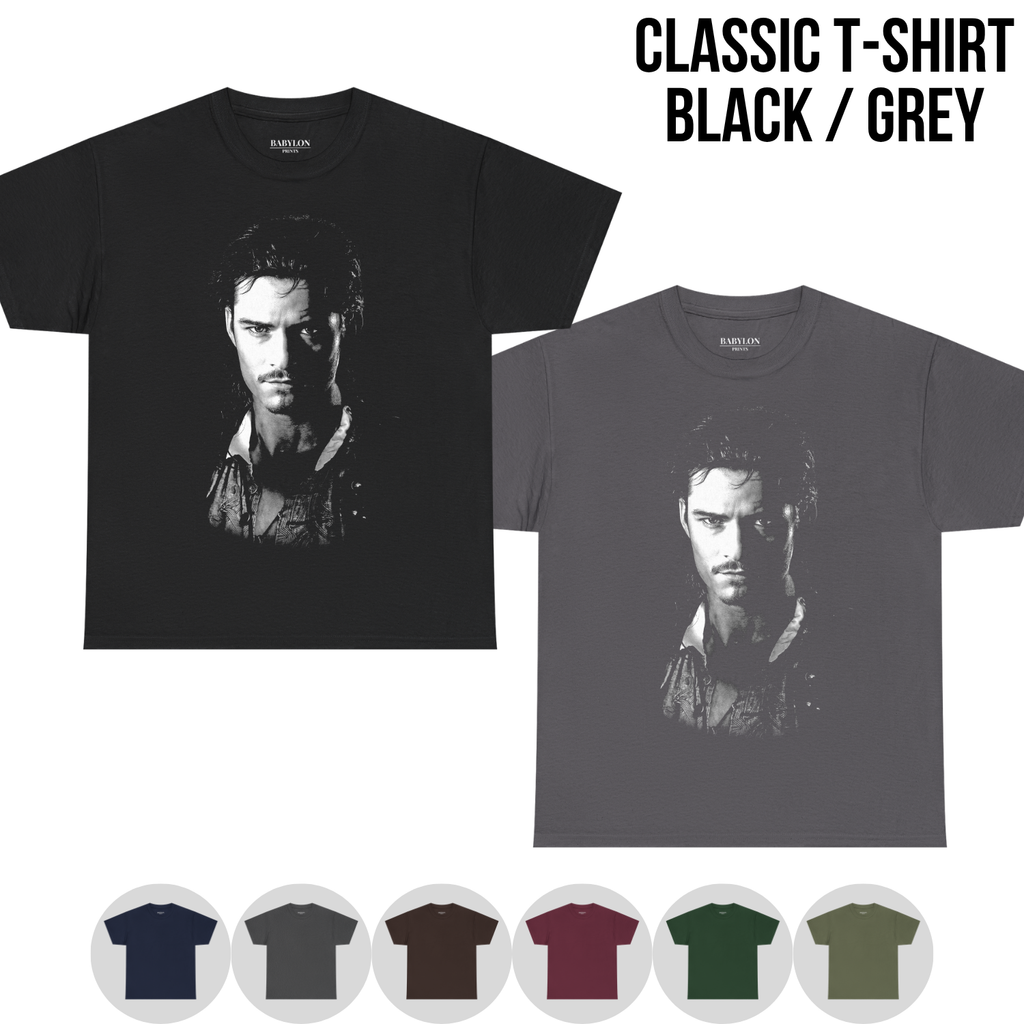 Pirates of the Caribbean Will Turner Shirt – Orlando Bloom Will Turner Portrait Tee, Pirates of the Caribbean Fan Gift, Will Turner Graphic Shirt, Disney Pirates Shirt