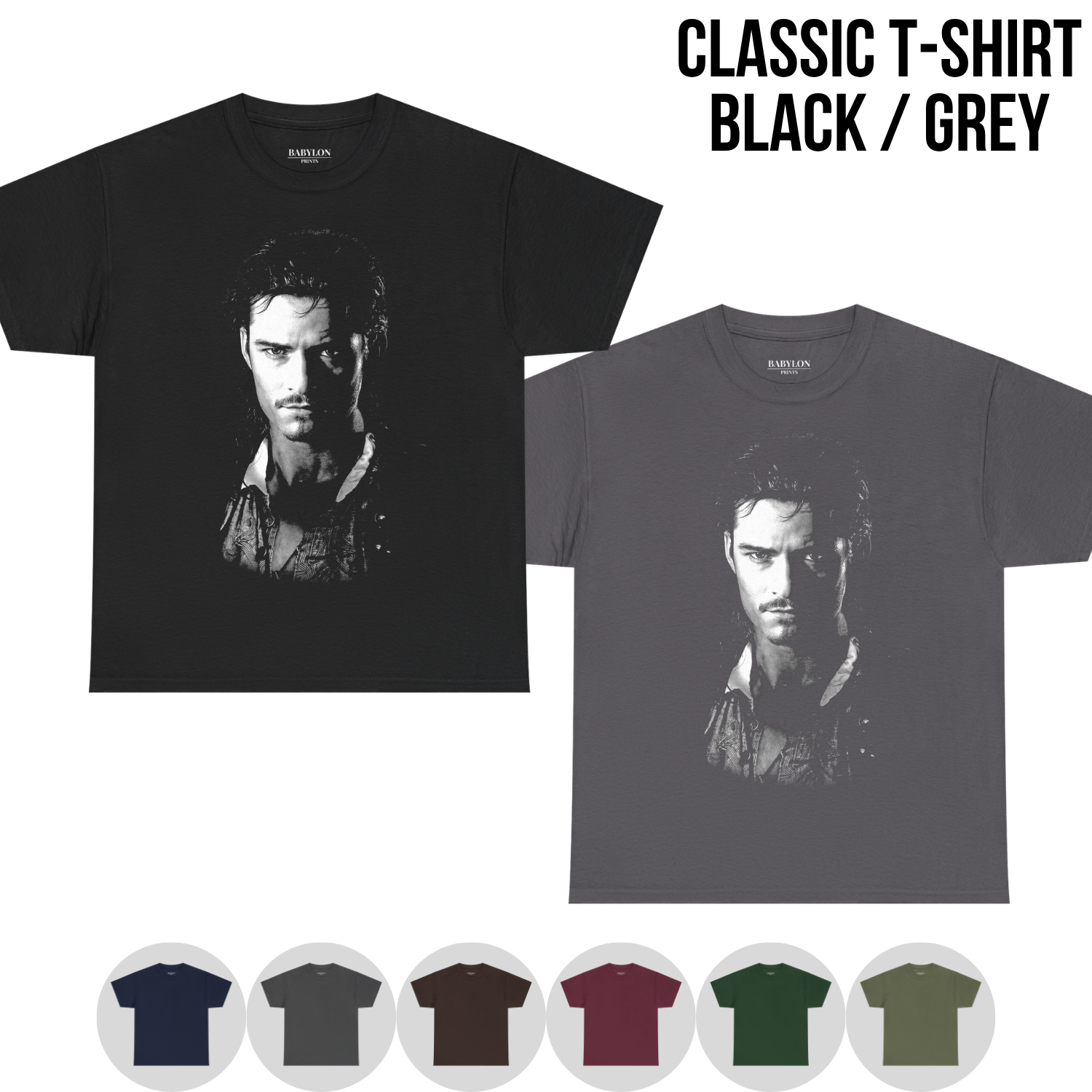 Pirates of the Caribbean Will Turner Shirt – Orlando Bloom Will Turner Portrait Tee, Pirates of the Caribbean Fan Gift, Will Turner Graphic Shirt, Disney Pirates Shirt