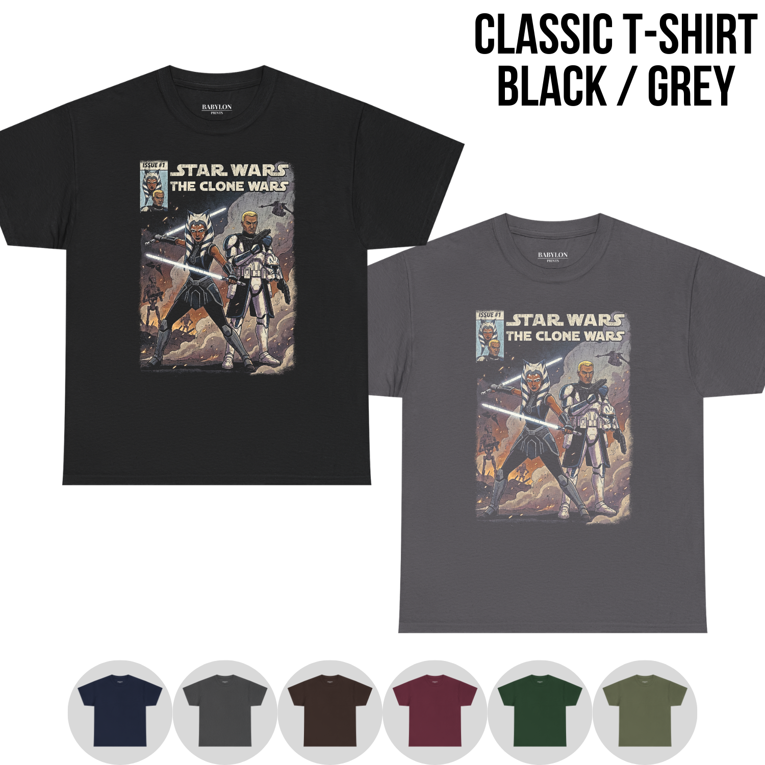 Star Wars the Clone Wars Shirt – Ahsoka Tano & Captain Rex Vintage Comic Tee