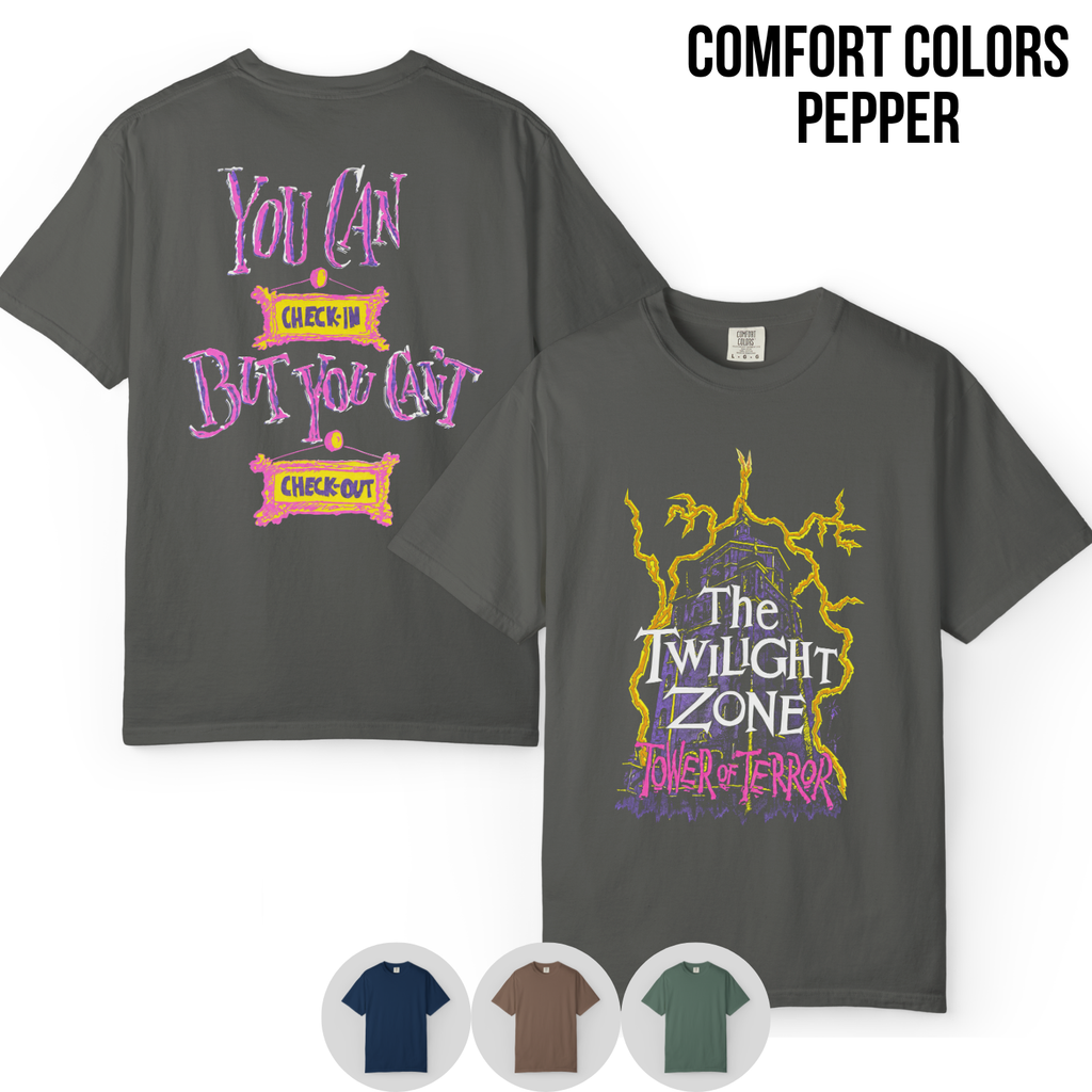 Tower of Terror Shirt – Twilight Zone Tower of Terror You Can Check In But You Can't Check Out Double Sided Tee, Disney World Ride Fan Gift, Hollywood Studios Shirt