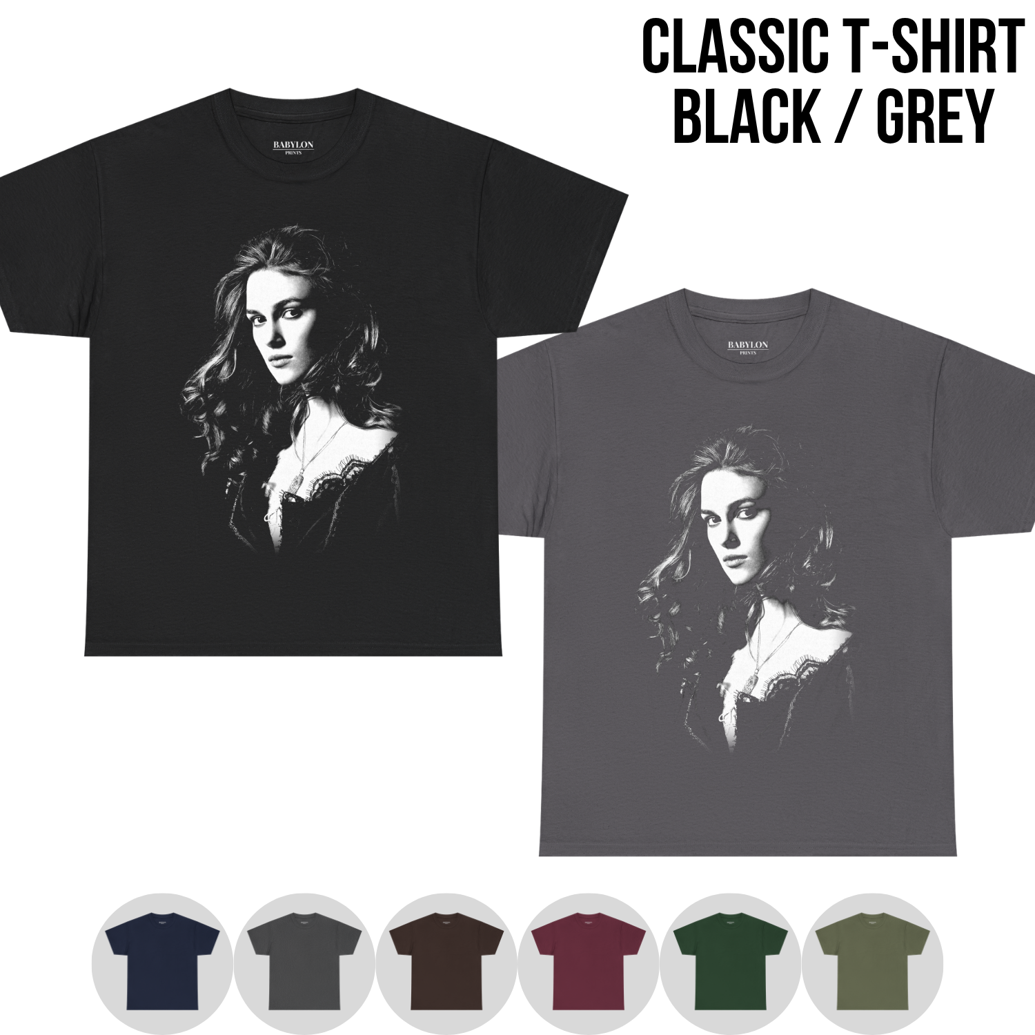 Elizabeth Swann Shirt – Fluch der Karibik Elizabeth Swann Portrait T-Shirt, Keira Knightley Piraten Fan Geschenk, Elizabeth Swann Grafik Shirt, Disney Piraten Shirt