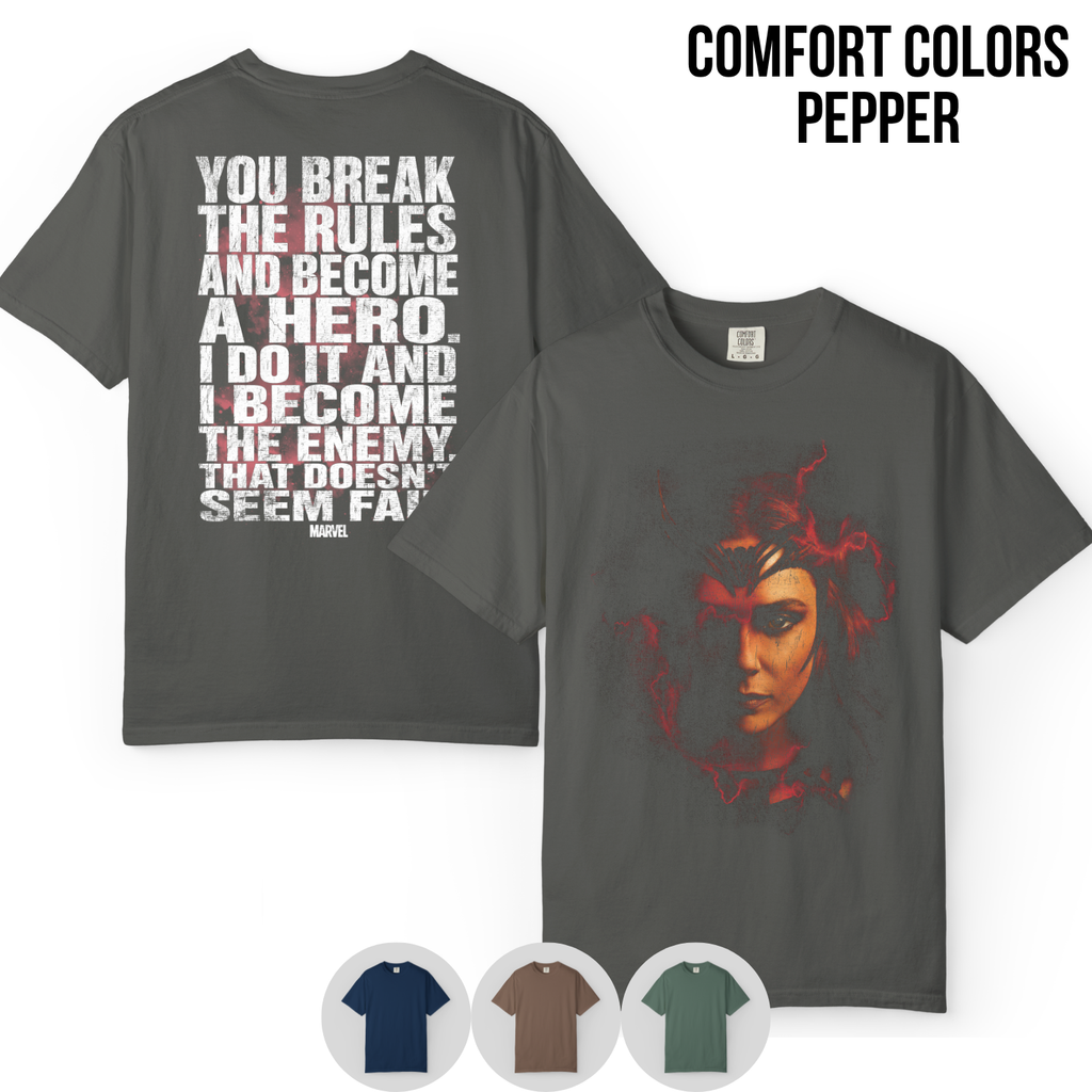 Scarlet Witch Shirt – Wanda Maximoff You Break The Rules And Become A Hero Tee, Scarlet Witch Marvel Fan Gift, Doctor Strange Multiverse Graphic Shirt, Marvel Villain Shirt