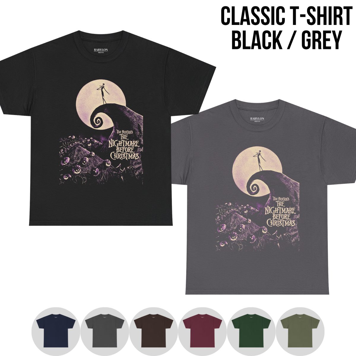 Nightmare Before Christmas Shirt – Tim Burton Nightmare Before Christmas Vintage Graphic Shirt, Jack Skellington Spiral Hill Tee, Disney Fan Gift, Halloween Movie Merch