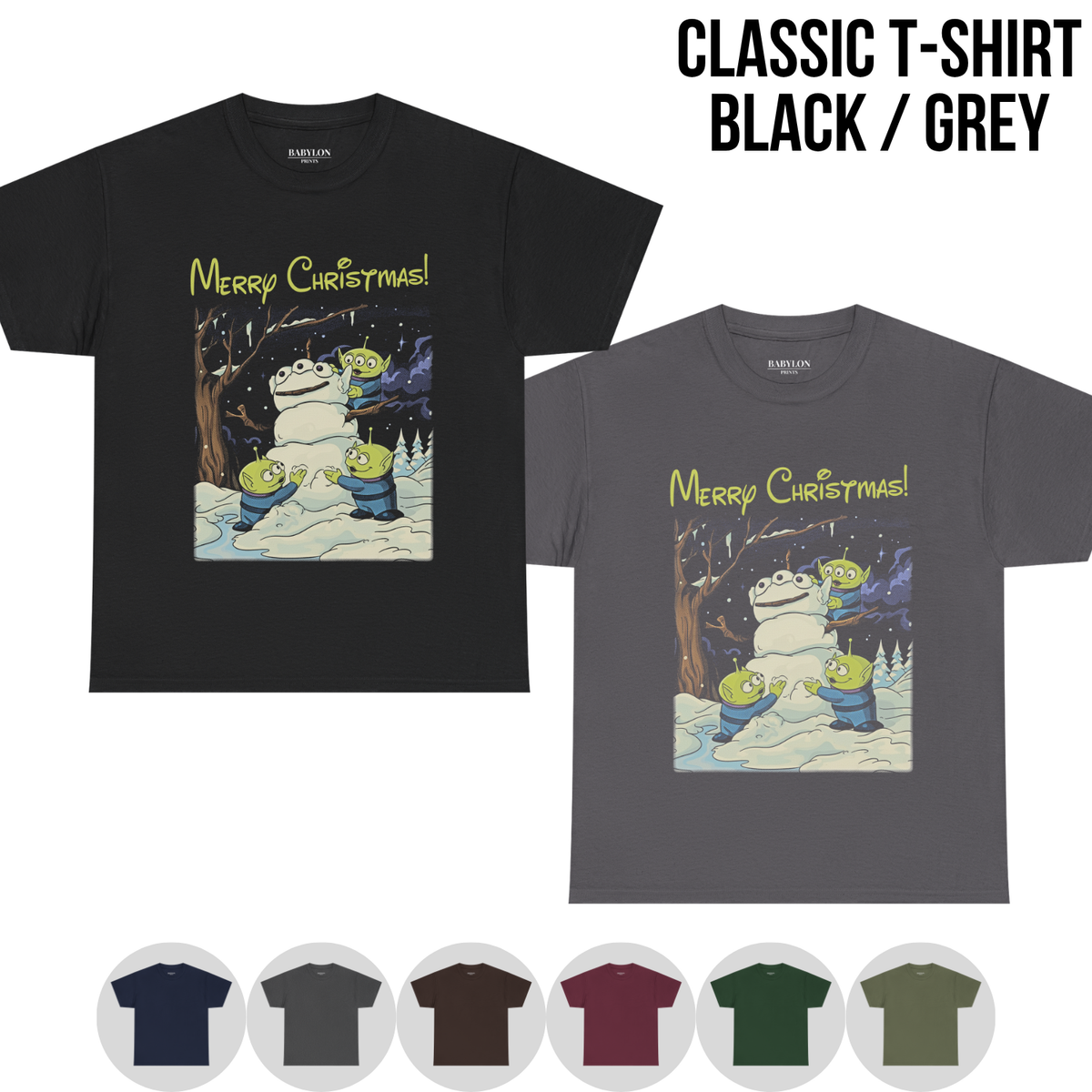 Toy Story Aliens Christmas Shirt – Pizza Planet Aliens Snowman Merry Christmas Graphic Shirt, Disney Pixar Holiday Fan Gift, Toy Story Christmas Shirt, Disney Pixar Holiday Merch