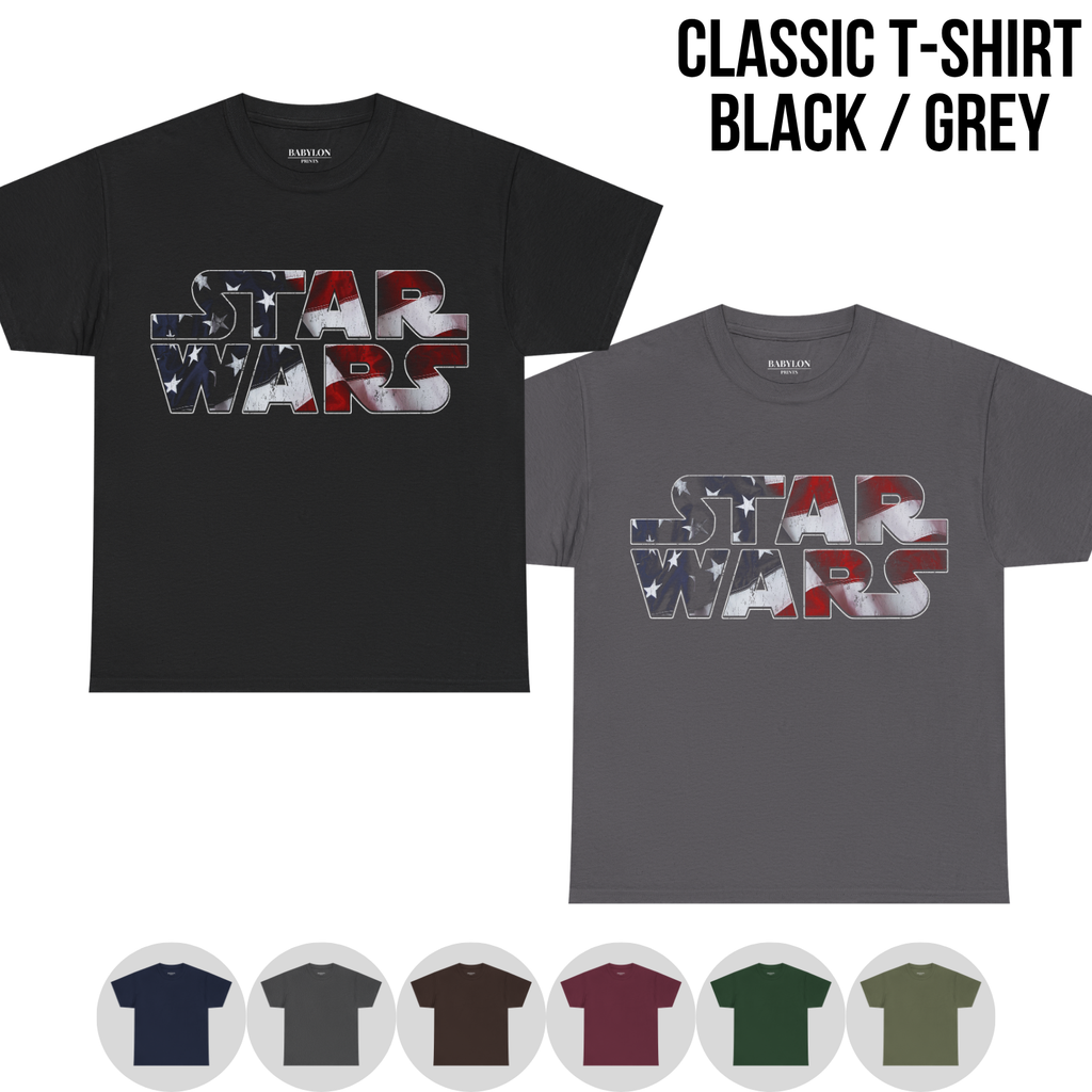 Star Wars Shirt – American Flag Logo Graphic Tee, Star Wars Fan Gift, 4th of July Star Wars Shirt, Galaxy's Edge Disney Shirt