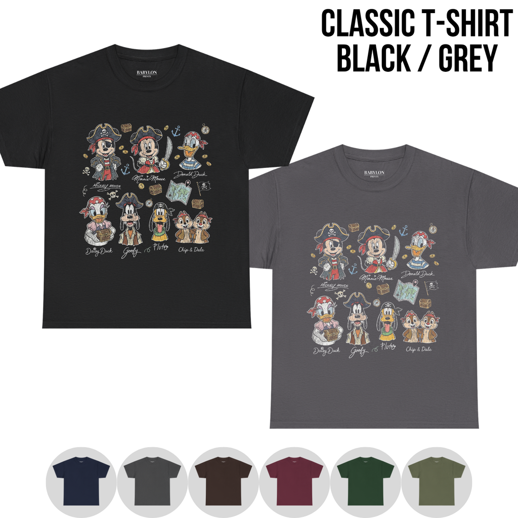 Disney Pirate Shirt – Mickey Mouse Minnie Goofy Donald Daisy Pluto Chip Dale Pirate Crew Tee, Disney Characters Pirate Shirt, Disney Fan Gift, Disney Vacation Shirt