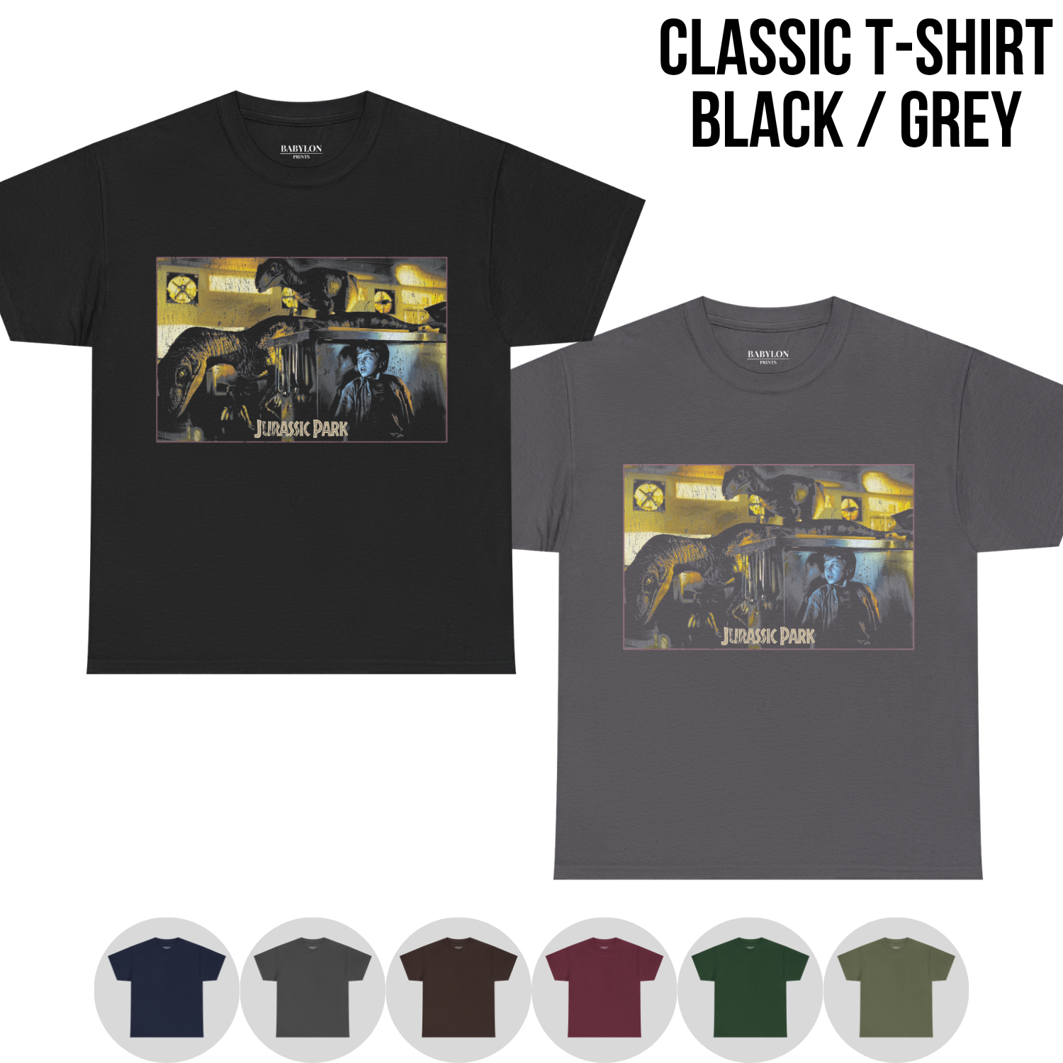 Jurassic Park Shirt – Raptor Kitchen Scene Graphic Tee, Jurassic Park Fan Gift, Clever Girl Dinosaur Movie Shirt