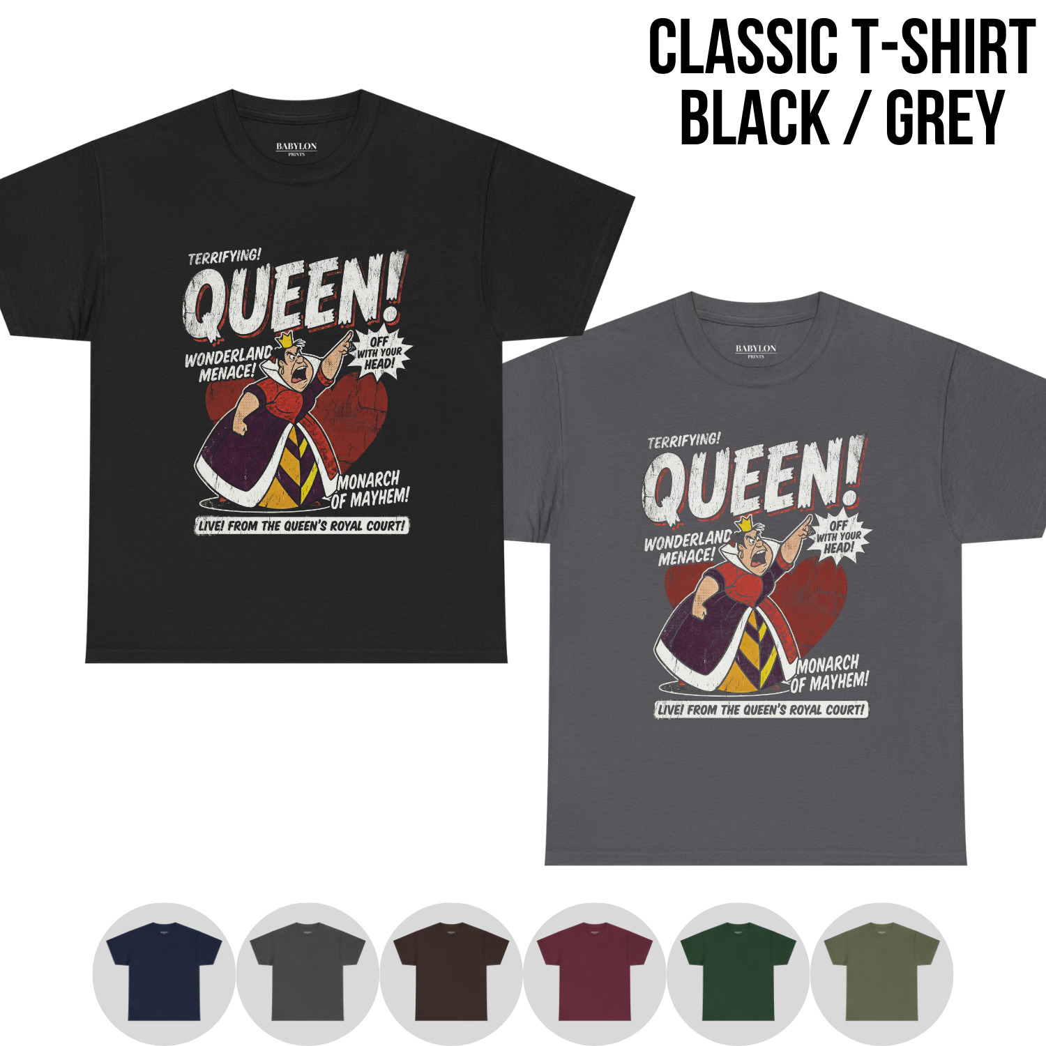 Queen of Hearts Shirt - Alice in Wonderland Graphic Tee