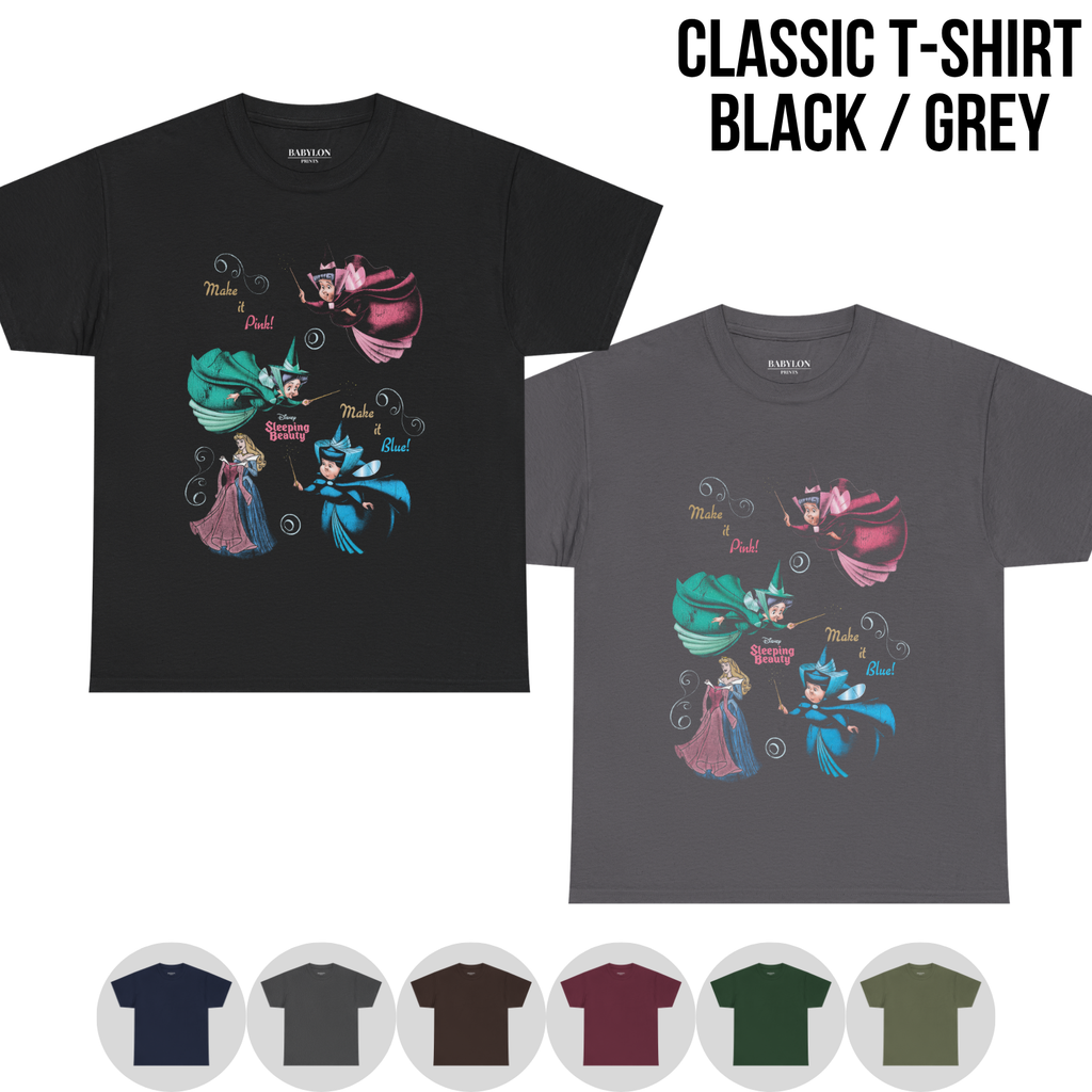 Sleeping Beauty Shirt – Make It Pink Make It Blue Fairy Godmothers Tee, Sleeping Beauty Graphic Shirt, Aurora Disney Fan Gift, Disney Princess Shirt