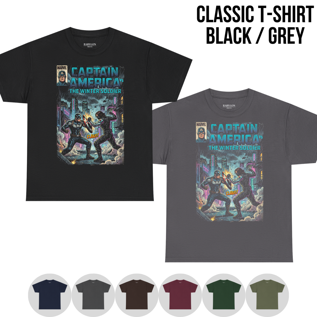 Captain America vs The Winter Soldier Shirt — Vintage Marvel Comic Cover Tee