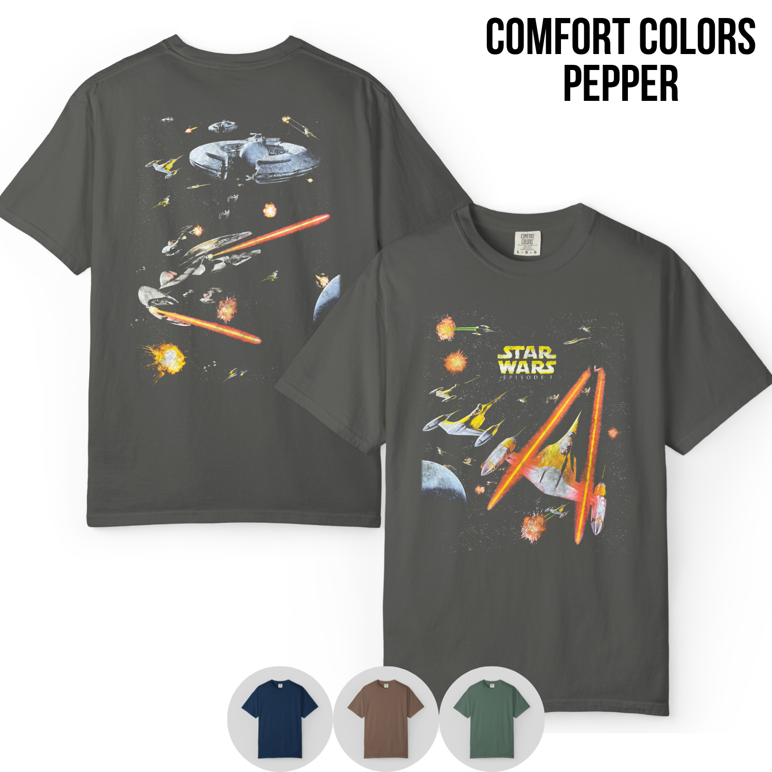 Star Wars Episode I Shirt – Star Wars The Phantom Menace Naboo Space Battle Double Sided Tee, Star Wars Fan Gift, Episode I Graphic Shirt, Star Wars Prequel Shirt
