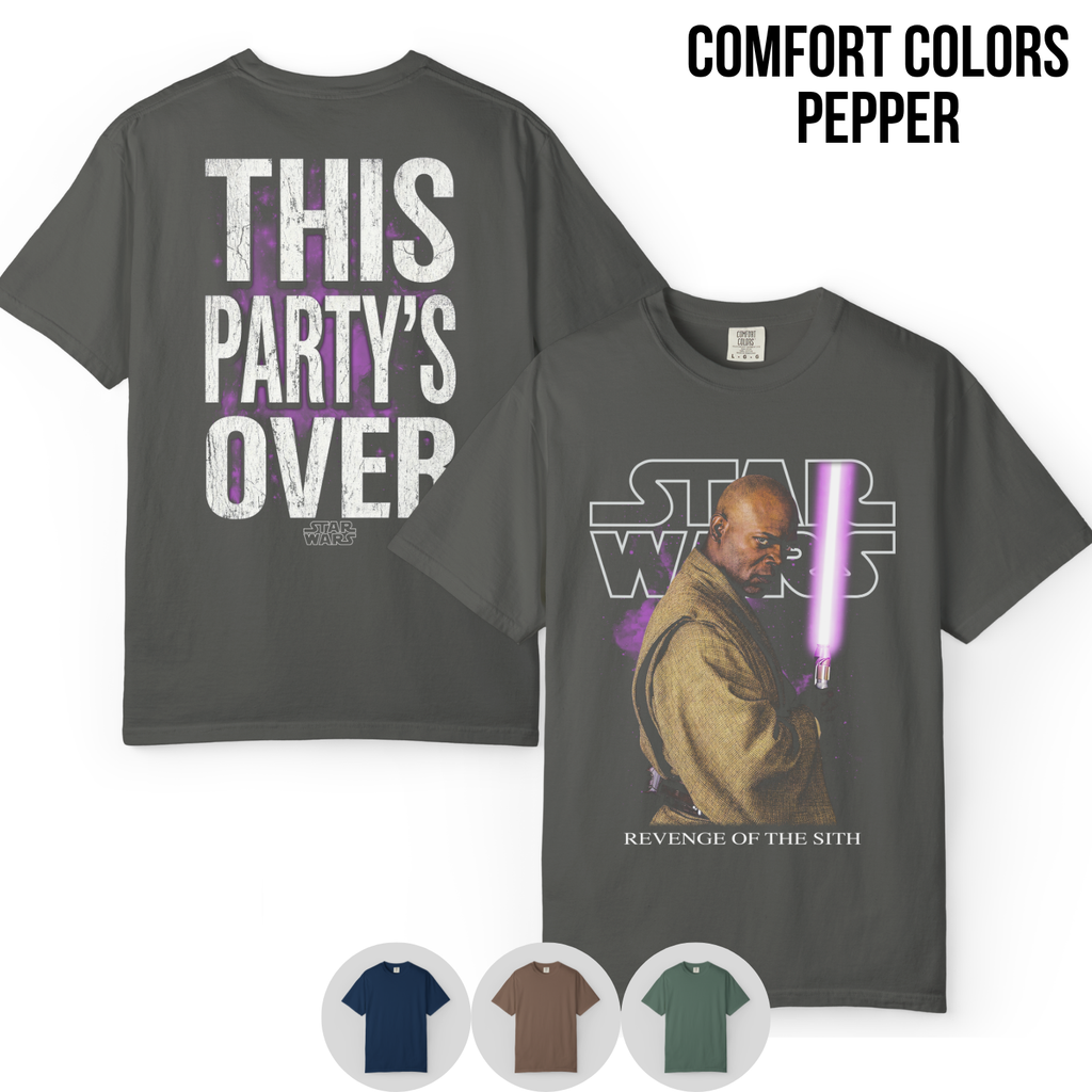 Star Wars Mace Windu Shirt – This Party's Over Double Sided Graphic Tee, Mace Windu Fan Gift, Revenge Of The Sith Shirt