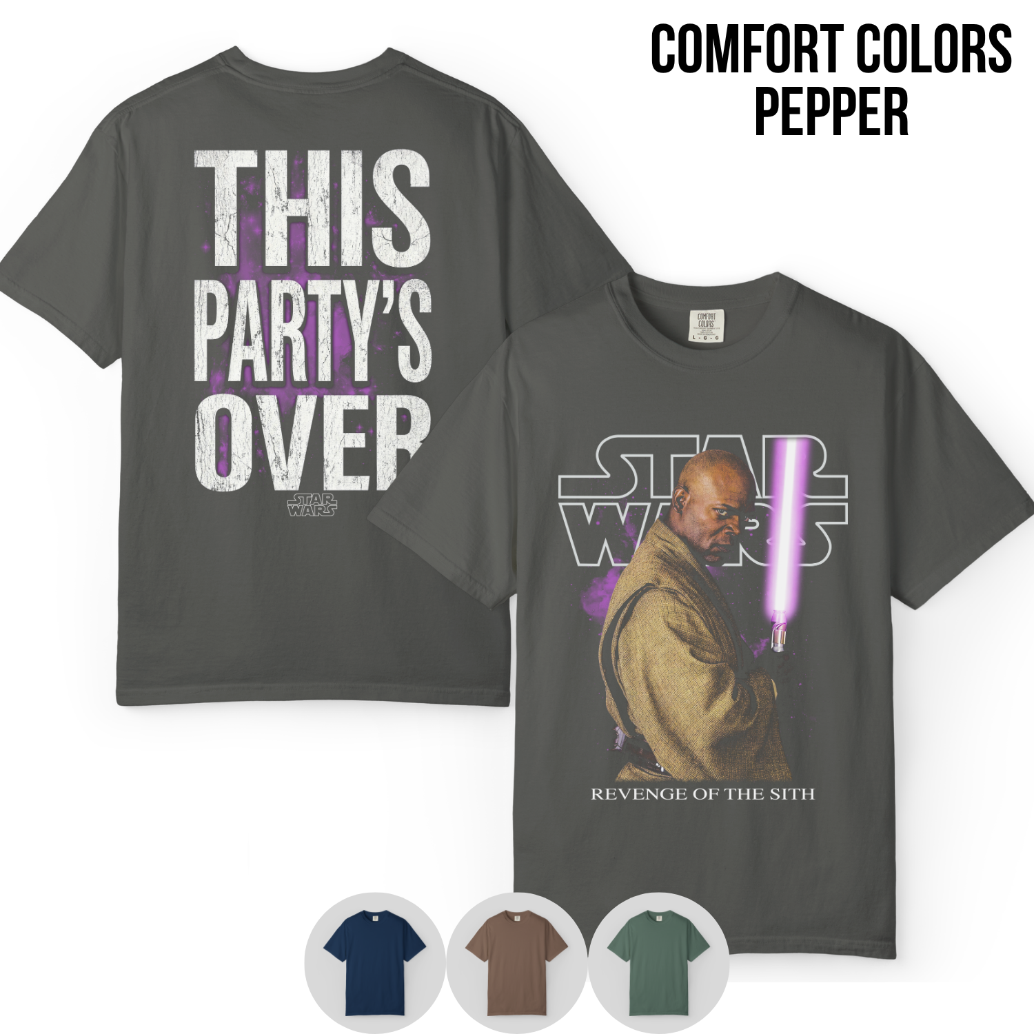 Star Wars Mace Windu Shirt – This Party's Over Double Sided Graphic Tee, Mace Windu Fan Gift, Revenge Of The Sith Shirt