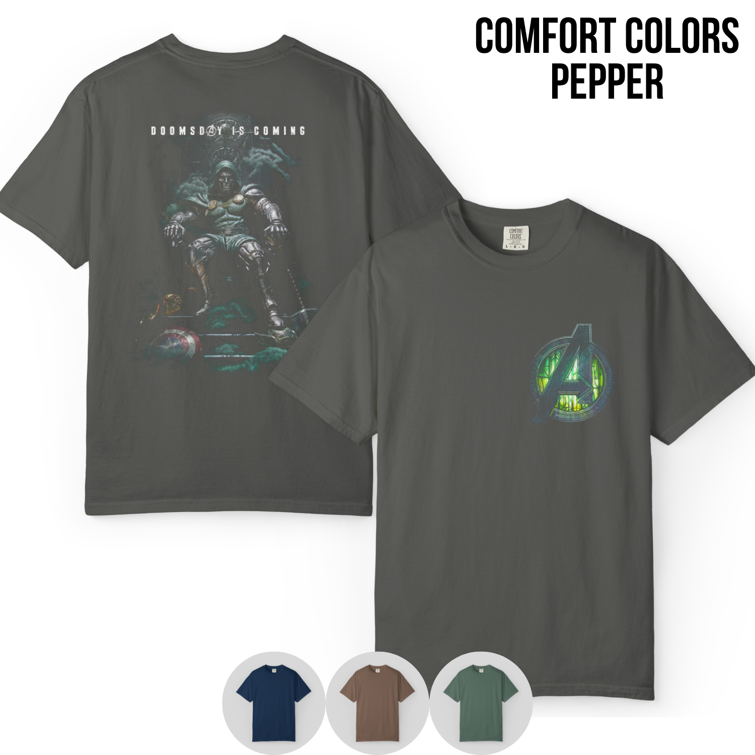 Doctor Doom Shirt – Avengers Doomsday Is Coming Doctor Doom Thron Doppelseitiges T-Shirt, Doctor Doom Marvel Fan-Geschenk, Avengers Doomsday Grafik-Shirt, MCU Bösewicht Shirt