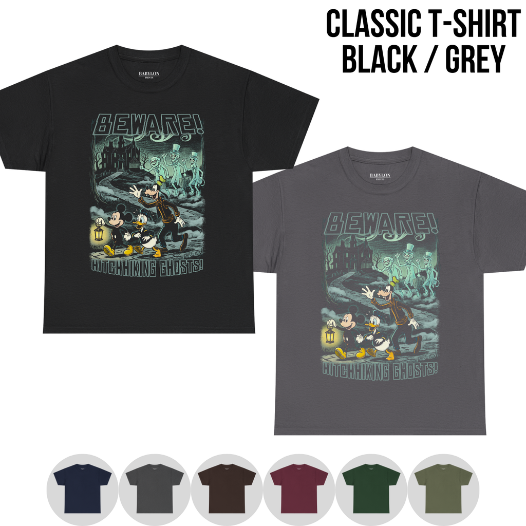 Haunted Mansion Shirt – Mickey, Donald & Goofy Hitchhiking Ghosts Vintage Tee