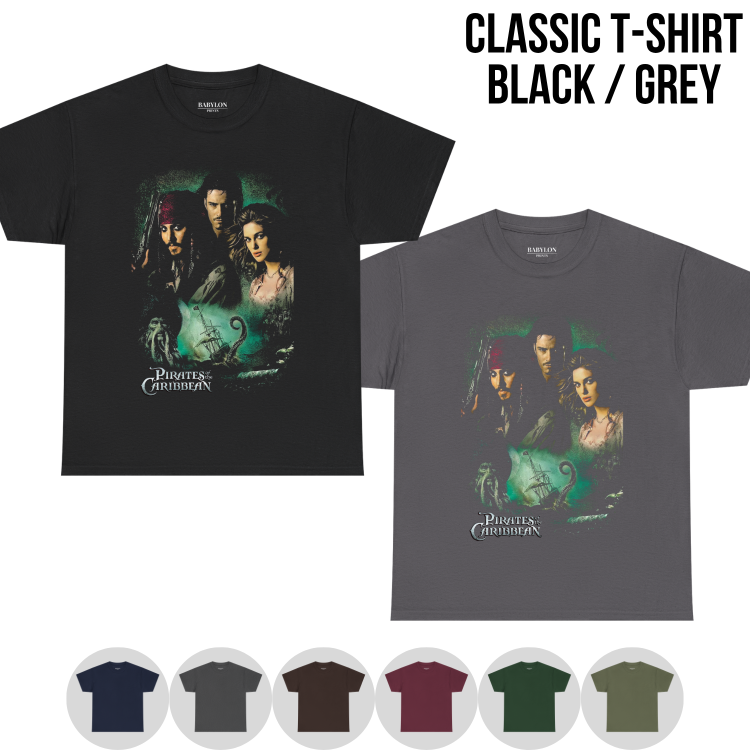 Pirates of the Caribbean Shirt – Jack Sparrow Will Turner Elizabeth Swann Cast Collage Tee, Pirates of the Caribbean Fan Gift, Disney Pirates Graphic Shirt, Dead Man's Chest Shirt