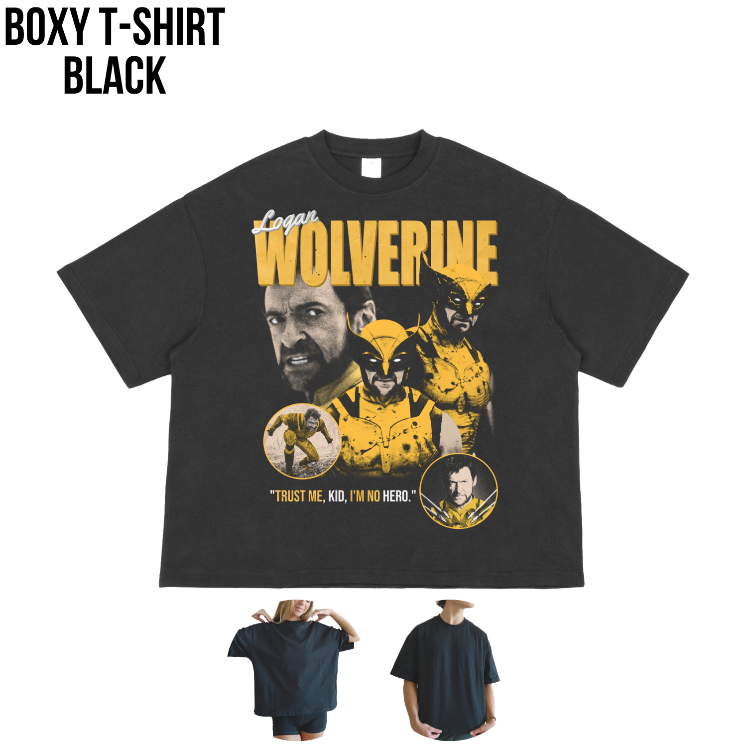 Wolverine Shirt – Logan Wolverine Trust Me Kid I'm No Hero Collage Tee, Hugh Jackman Wolverine Fan Gift, X-Men Wolverine Graphic Shirt, Marvel Mutant Tee