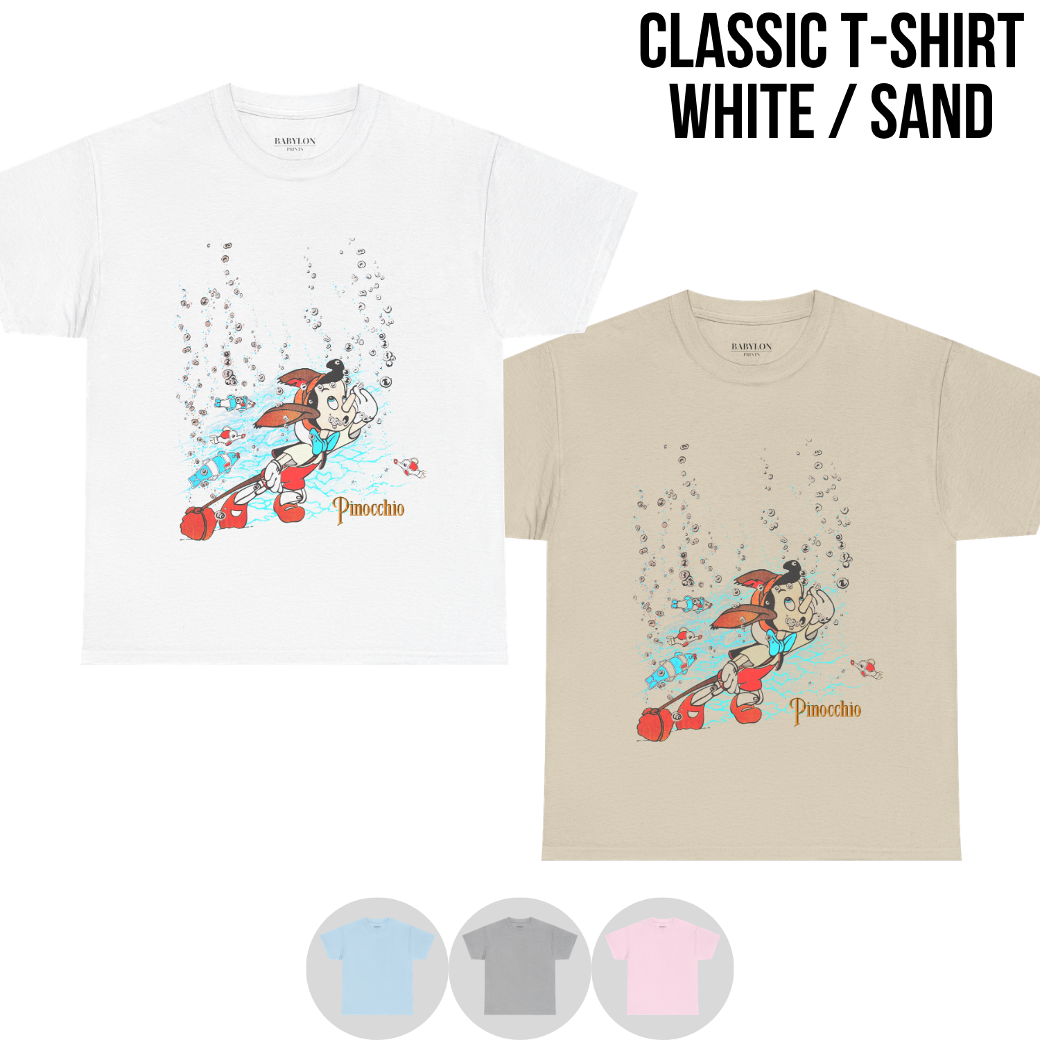 Pinocchio Shirt – Disney Pinocchio Underwater Scene Graphic Tee, Pinocchio Disney Fan Gift, Disney Classic Animated Shirt, Disney Nostalgia Tee