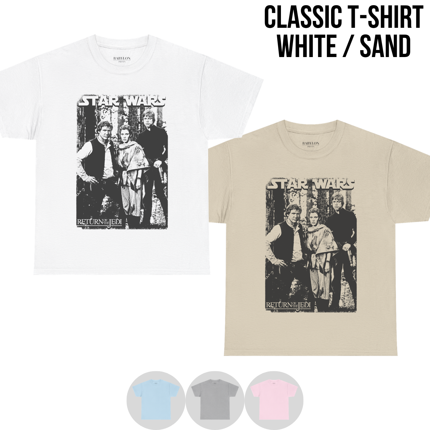 Star Wars Return Of The Jedi Shirt – Han Leia Luke Endor Graphic Tee, Star Wars Fan Gift, Original Trilogy Black and White Tee